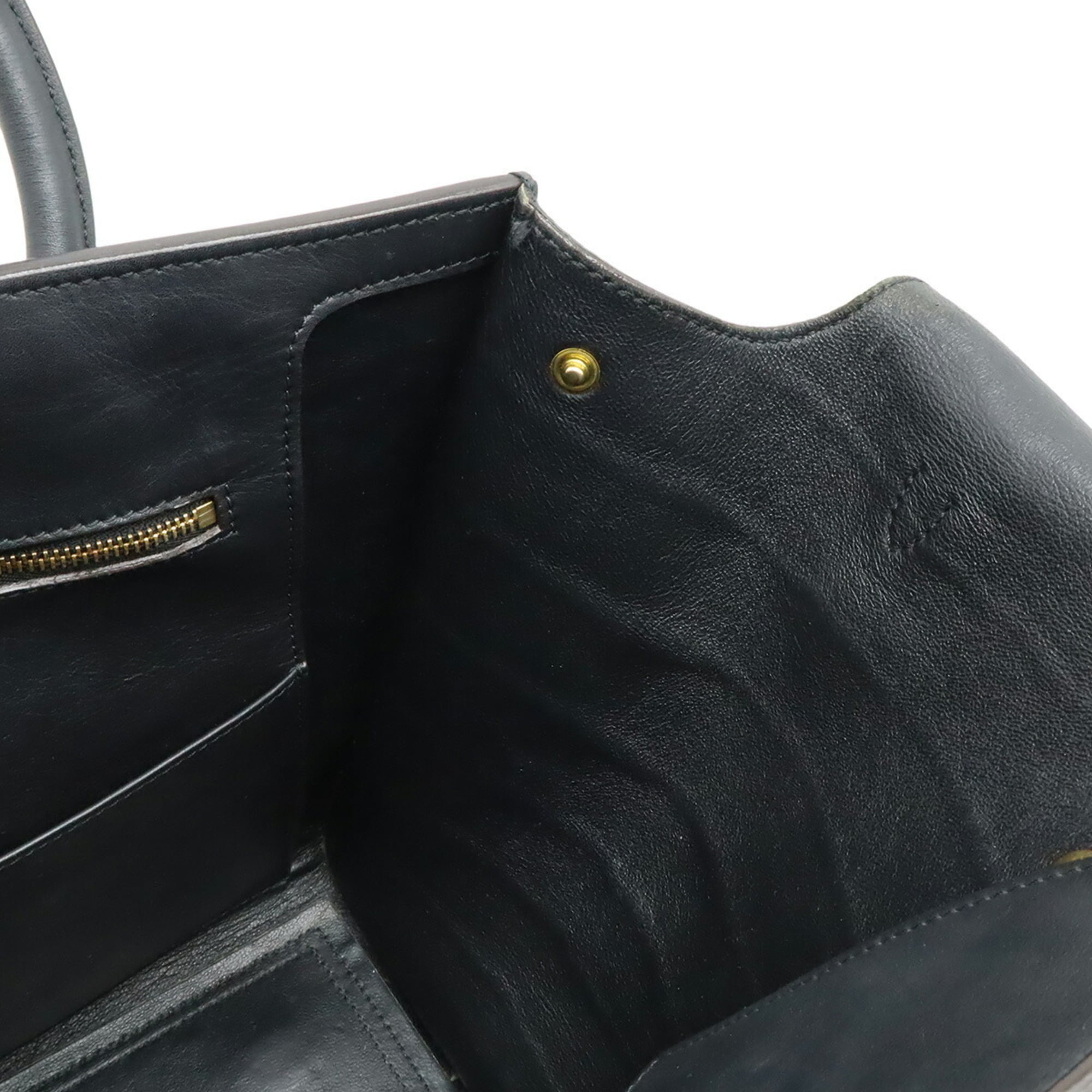 Celine Black Navy Leather Handbag Tote Bag (Pre-Owned)