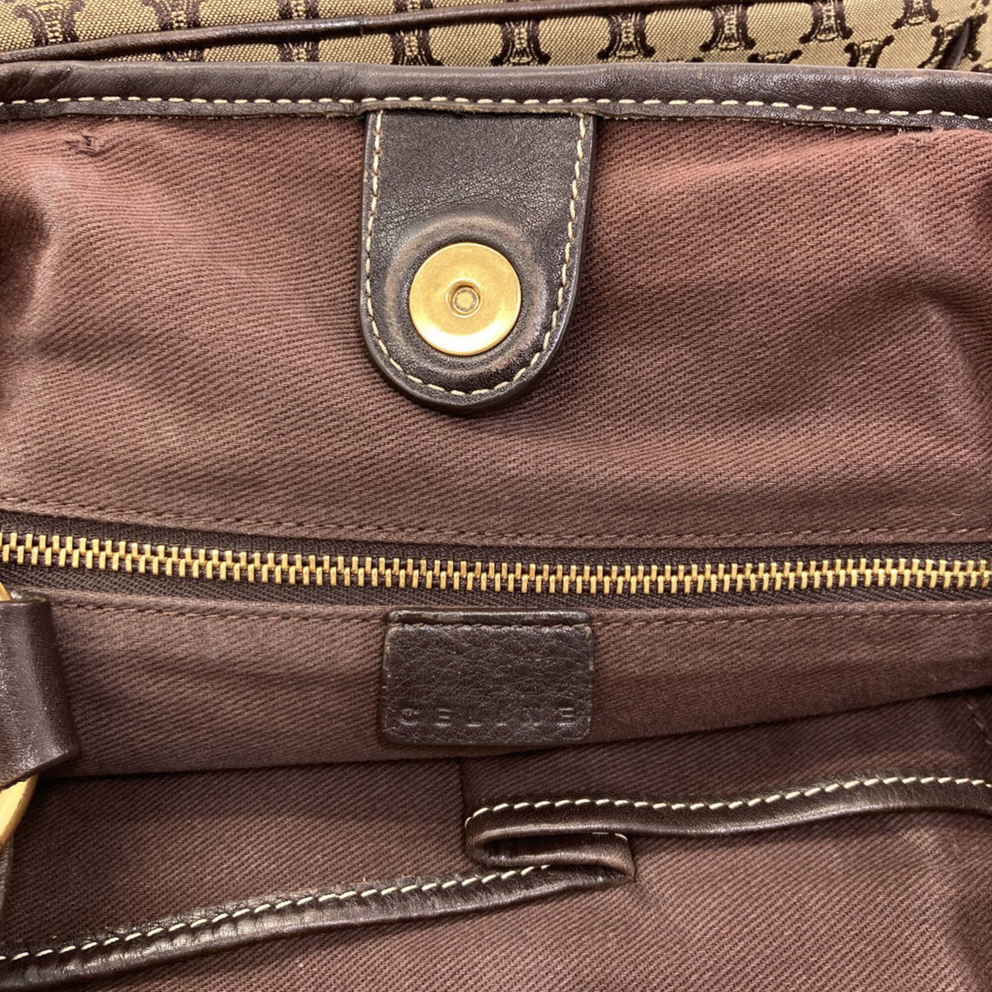 Celine Brown Canvas Shoulder Bag (Pre-Owned)