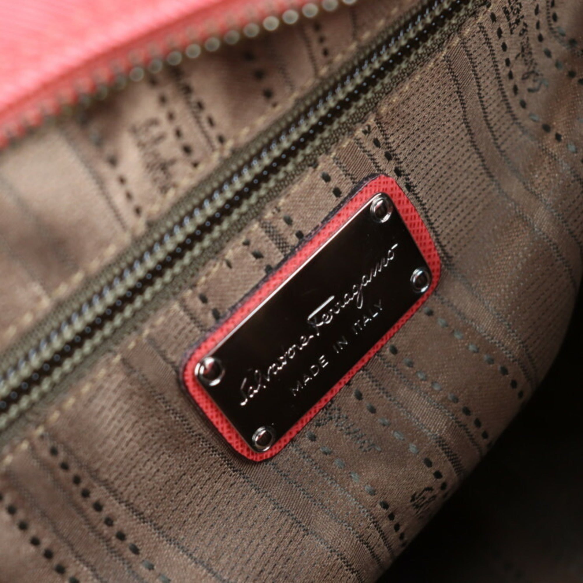 Salvatore Ferragamo Gancini Pink Leather Boston Bag Handbag Tote Bag (Pre-Owned)