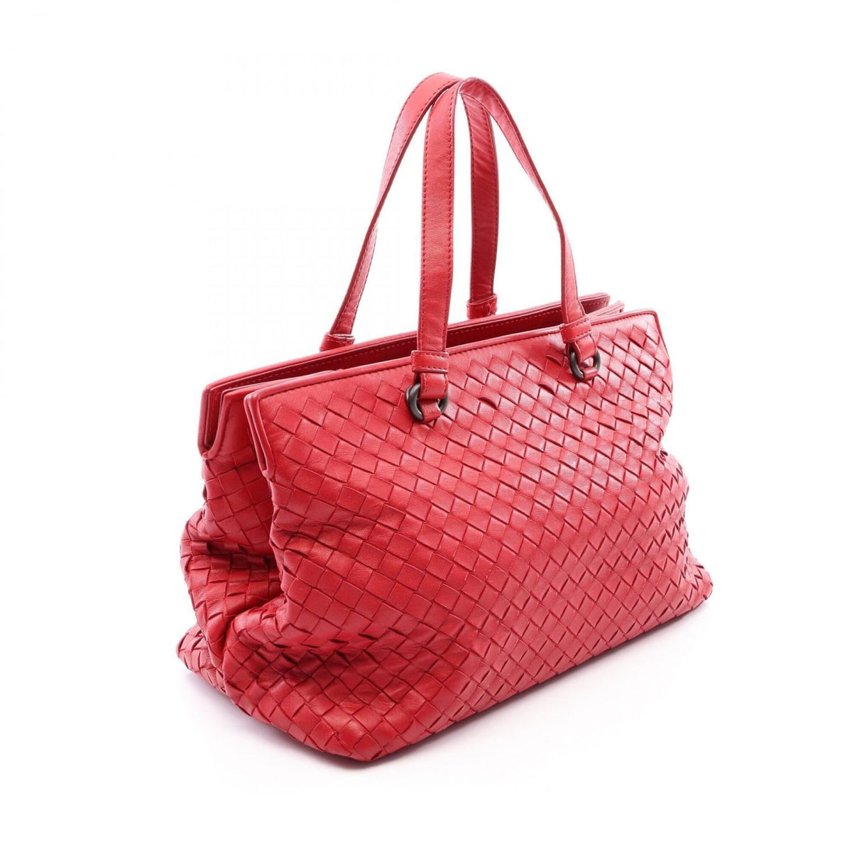 Bottega Veneta Red Color Leather Handbag Tote Bag (Pre-Owned)
