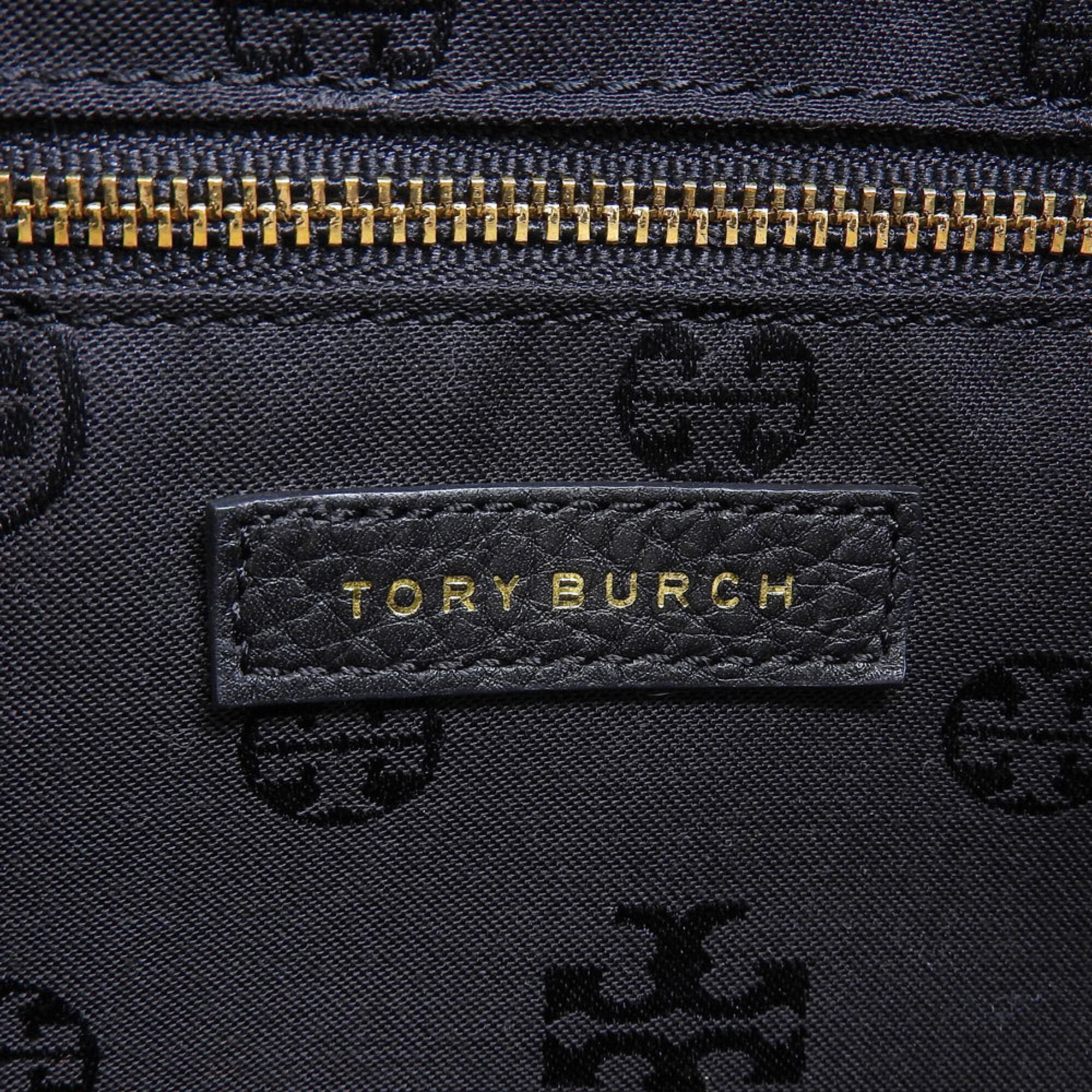 Tory Burch Black Leather Shoulder Bag Tote Bag (Pre-Owned)