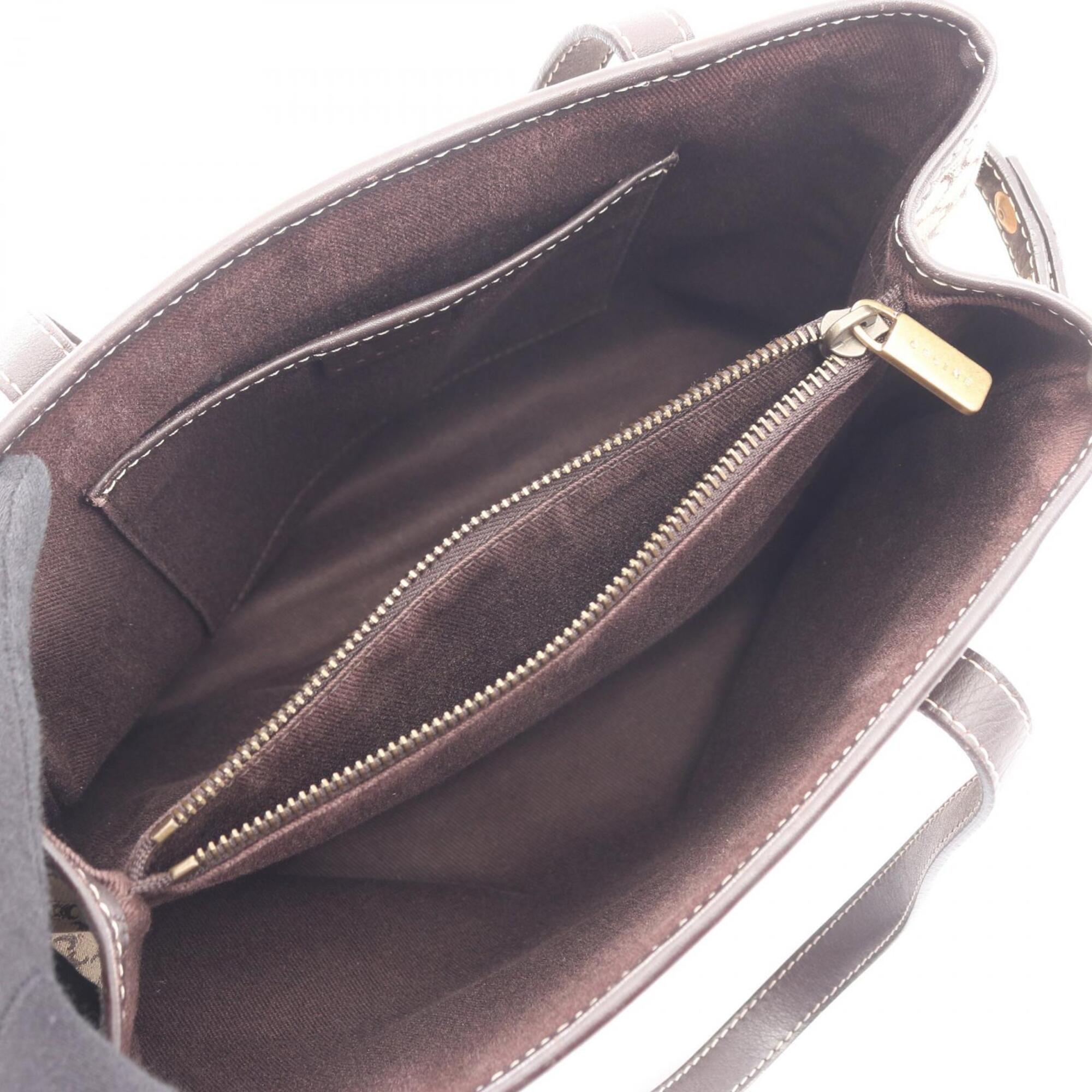 Celine Beige Brown Canvas Leather Handbag (Pre-Owned)