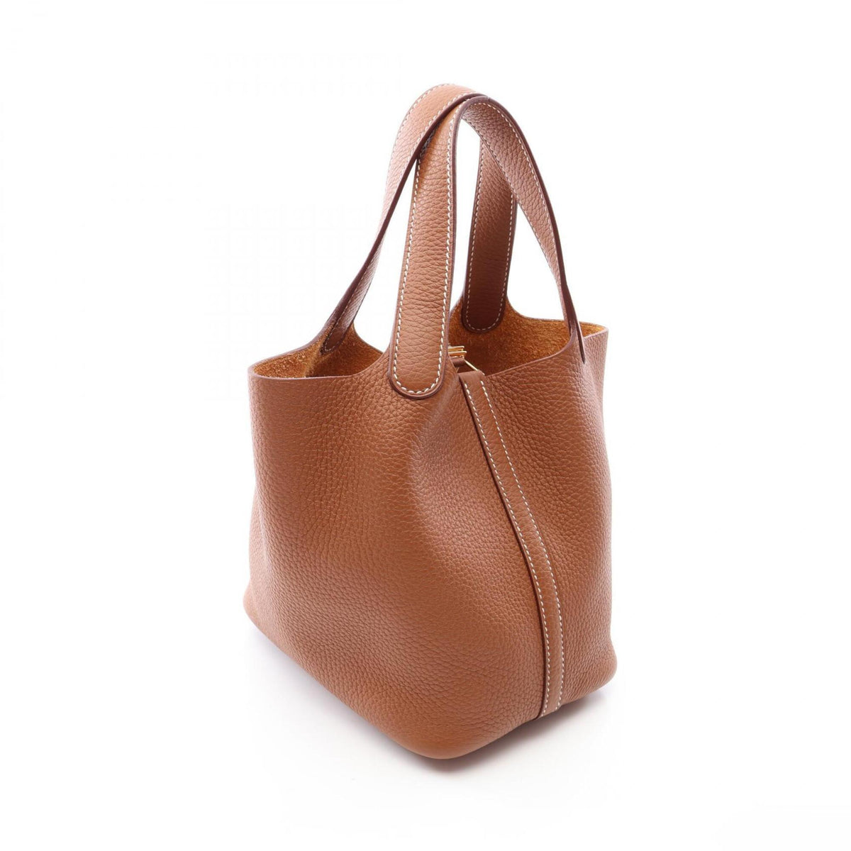 Hermes Brown Gold Brown Taurillon Clemence Leather Handbag (Pre-Owned)