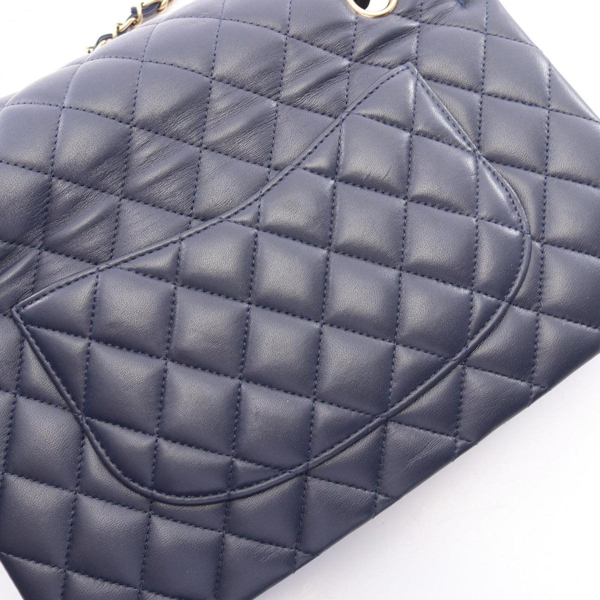 Chanel Navy Leather Handbag Shoulder Bag (Pre-Owned)