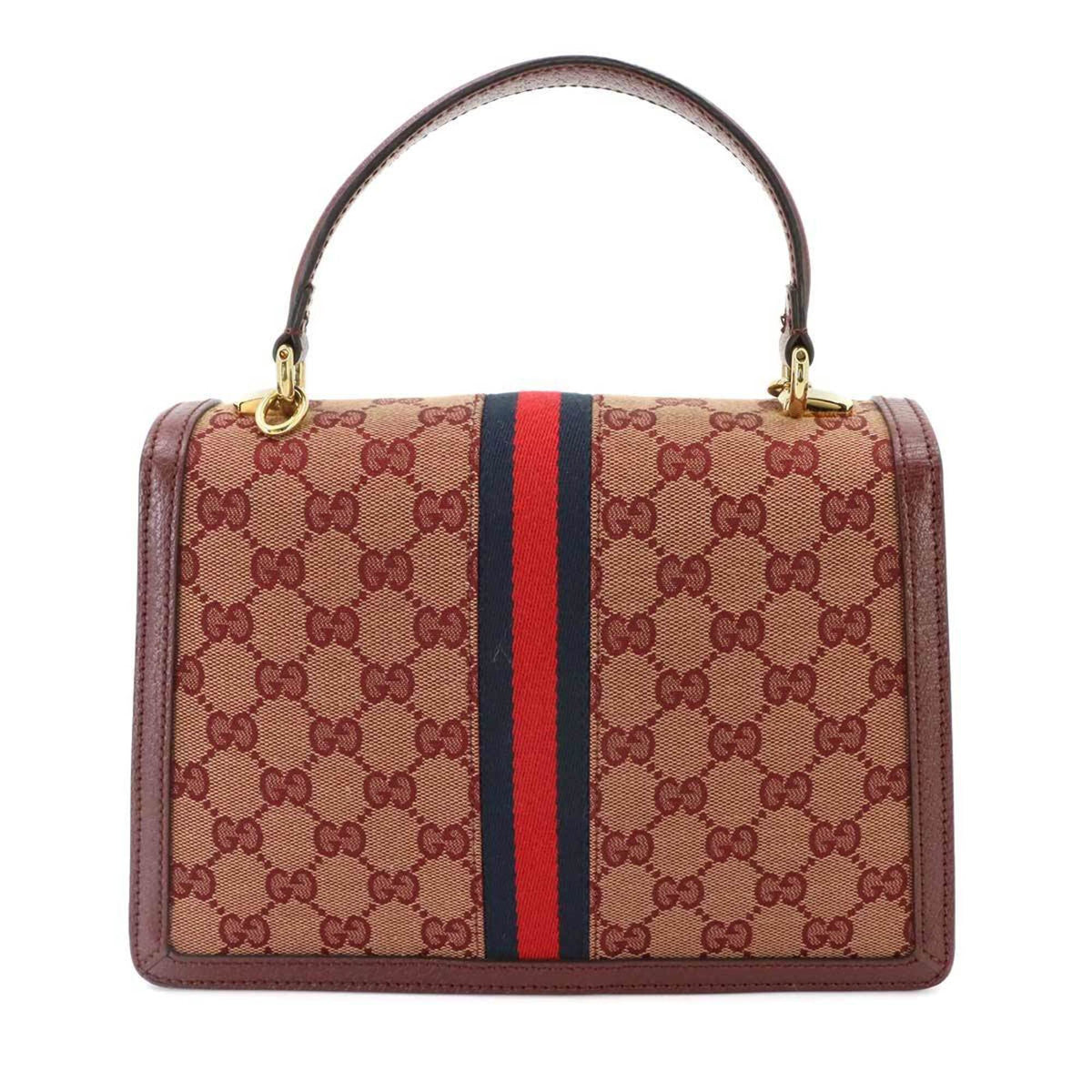 Gucci Red Color Gg Canvas Leather Handbag (Pre-Owned)