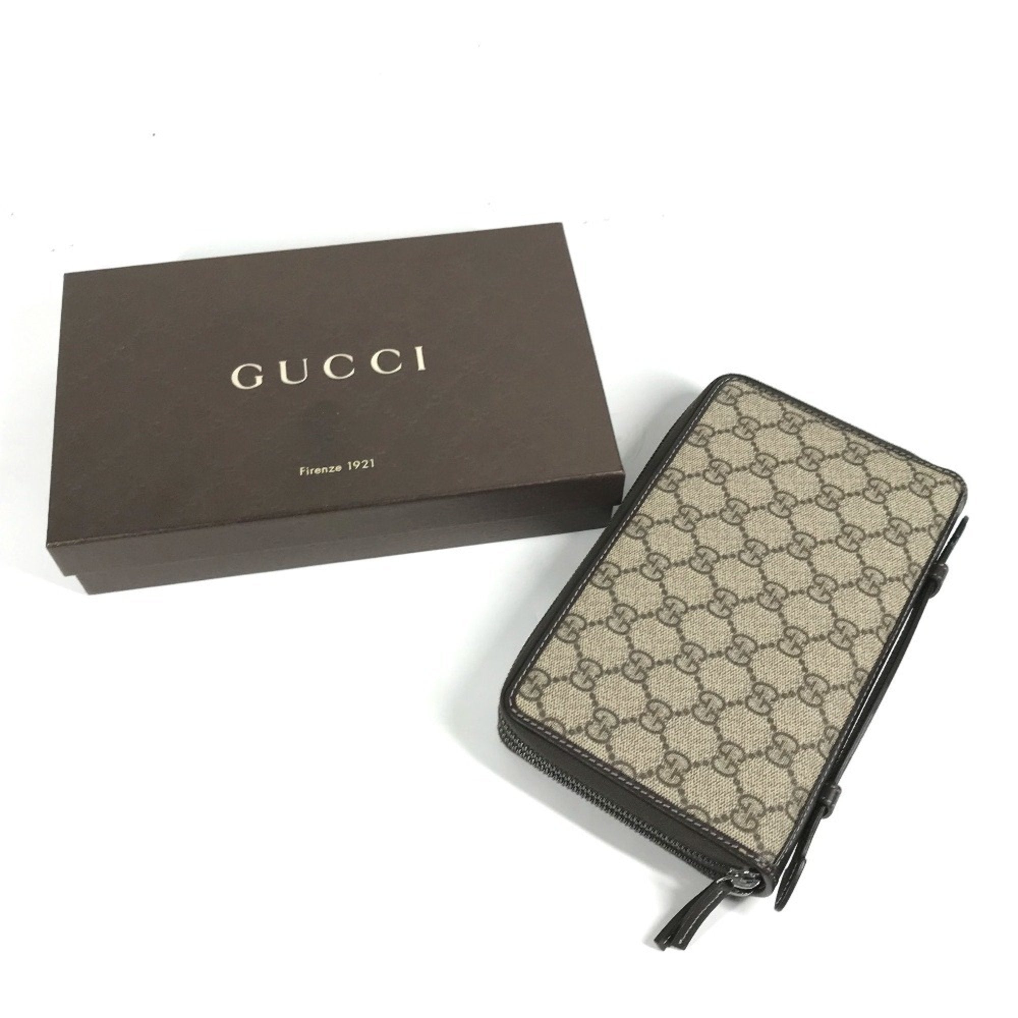 Gucci Beige Brown Gg Supreme Long Wallet (Bi-Fold) (Pre-Owned)
