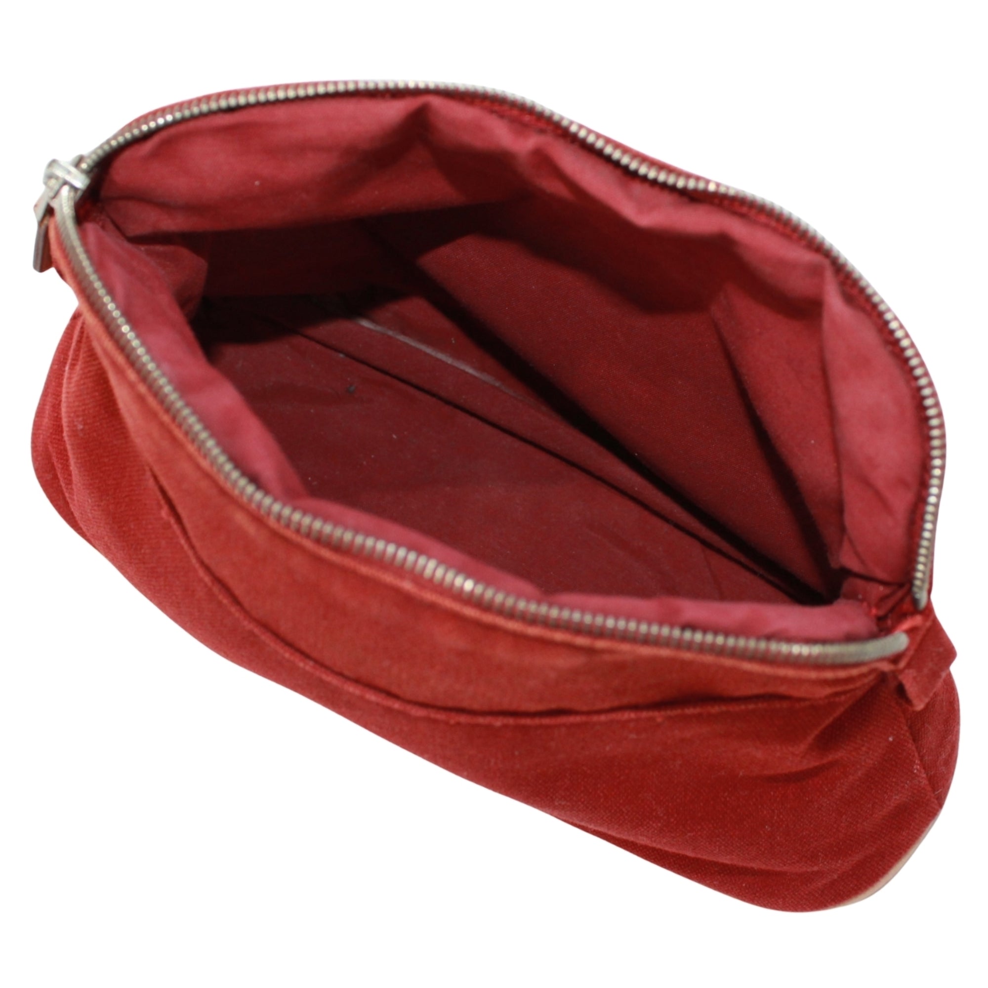 Hermes Red Color Canvas Leather Pouch (Pre-Owned)