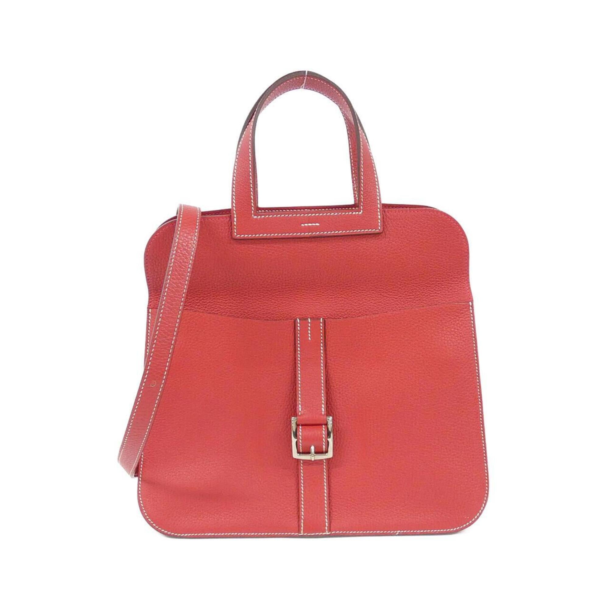 Hermes Rouge Casaque Taurillon Clemence Leather Handbag (Pre-Owned)