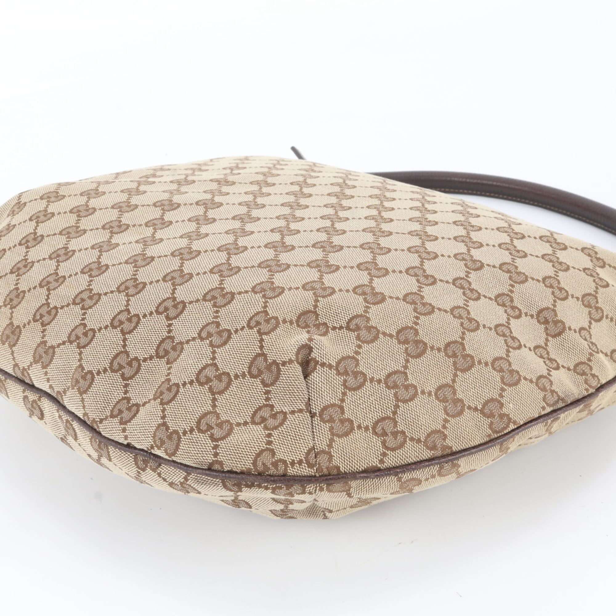 Gucci Brown Leather Canvas Handbag Shoulder Bag (Pre-Owned)