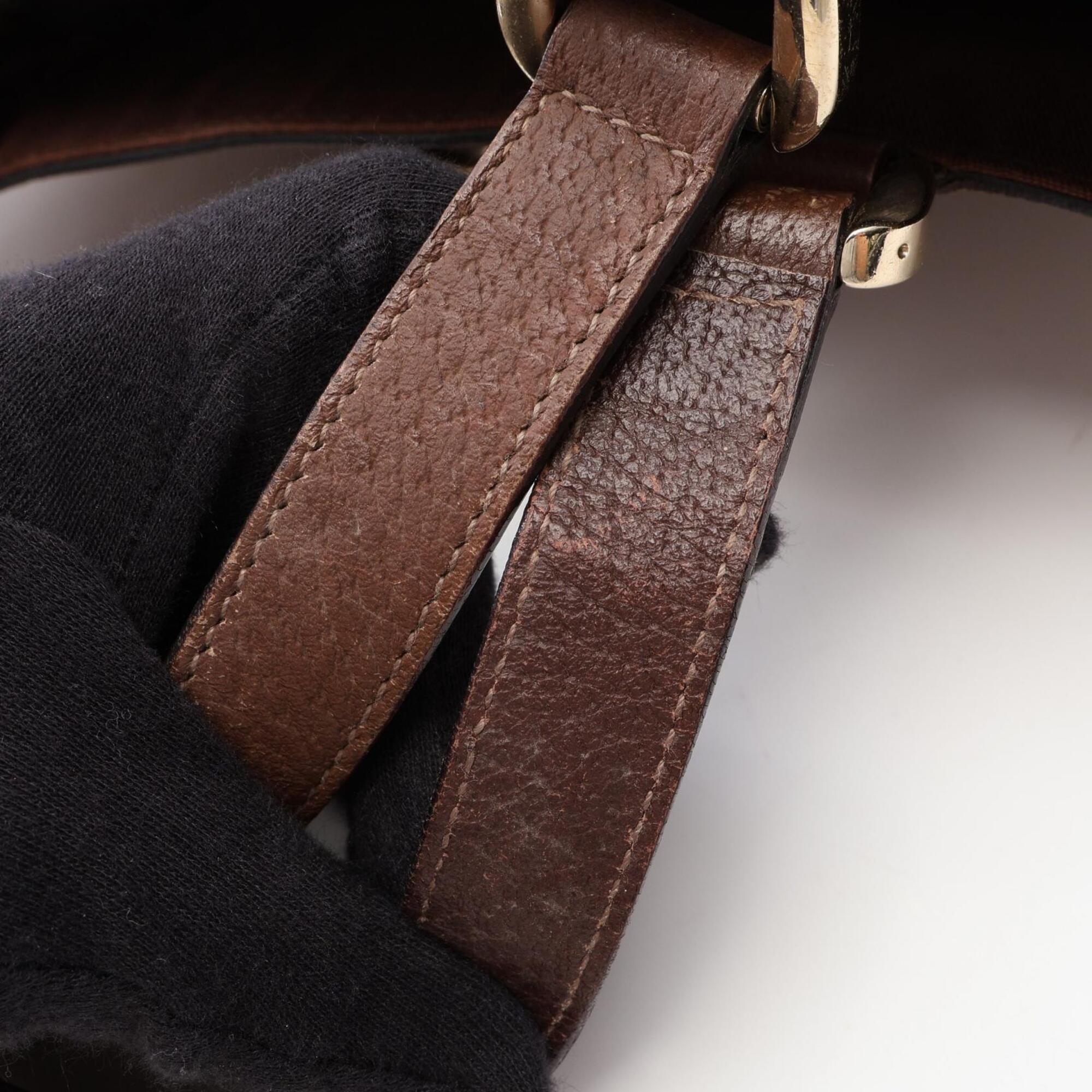 Gucci Abbey Beige Brown Gg Canvas Leather Handbag Tote Bag (Pre-Owned)