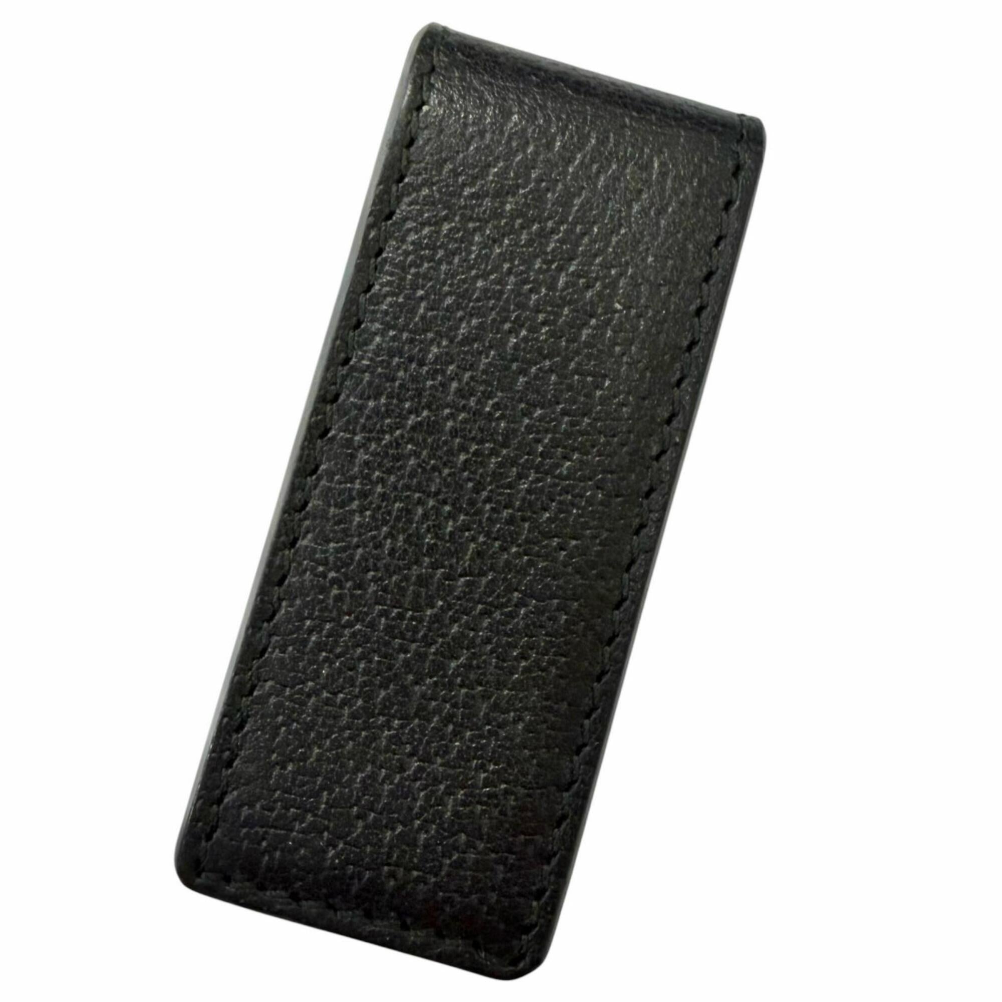 Gucci Gold Black Leather Money Clip (Pre-Owned)