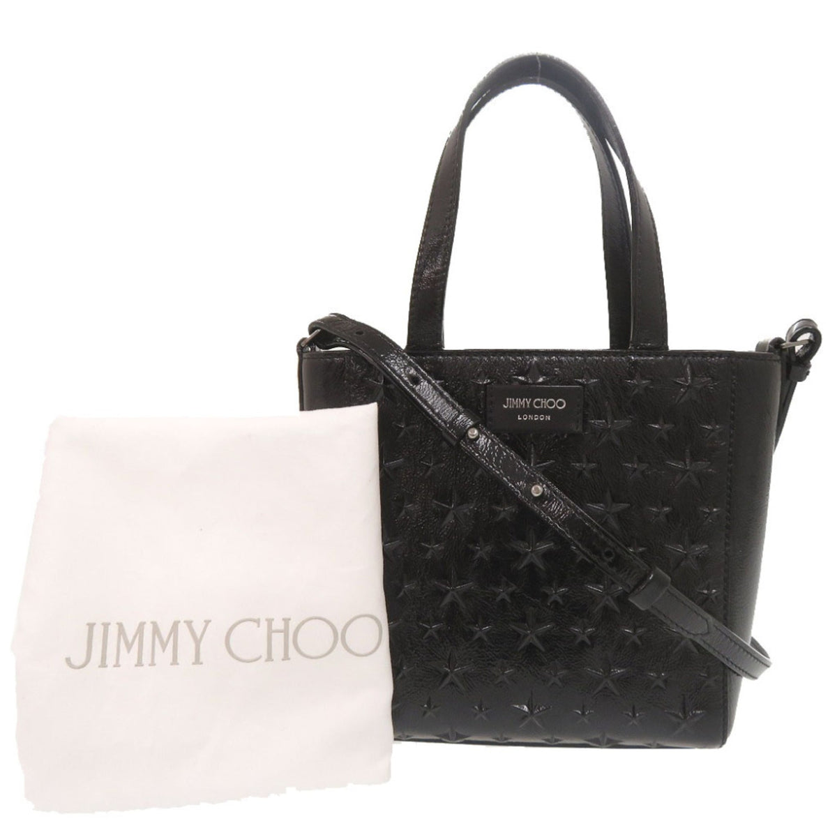 Jimmy Choo Black Patent Leather Handbag Shoulder Bag (Pre-Owned)