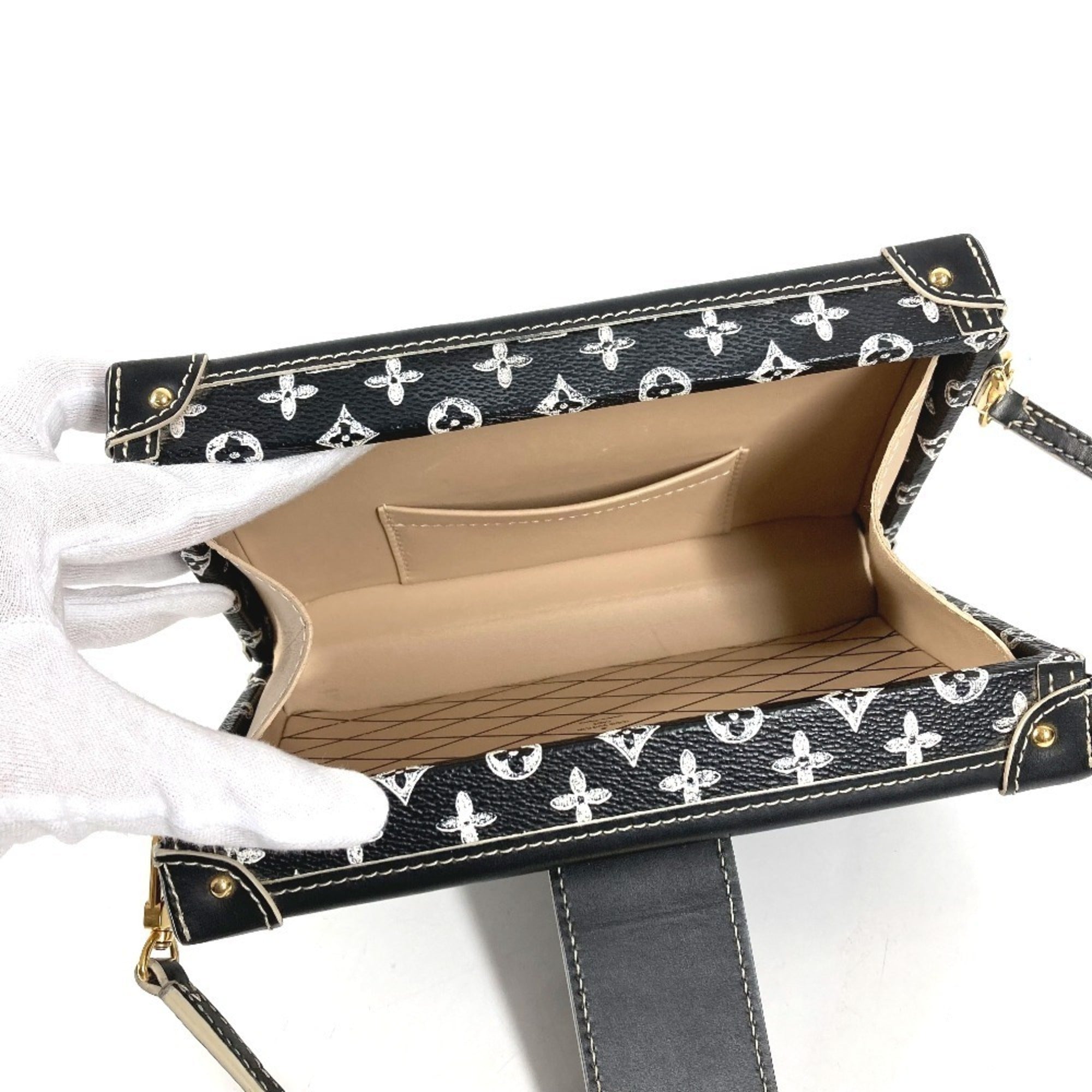 Louis Vuitton Monogram Black Leather Clutch Bag Shoulder Bag (Pre-Owned)
