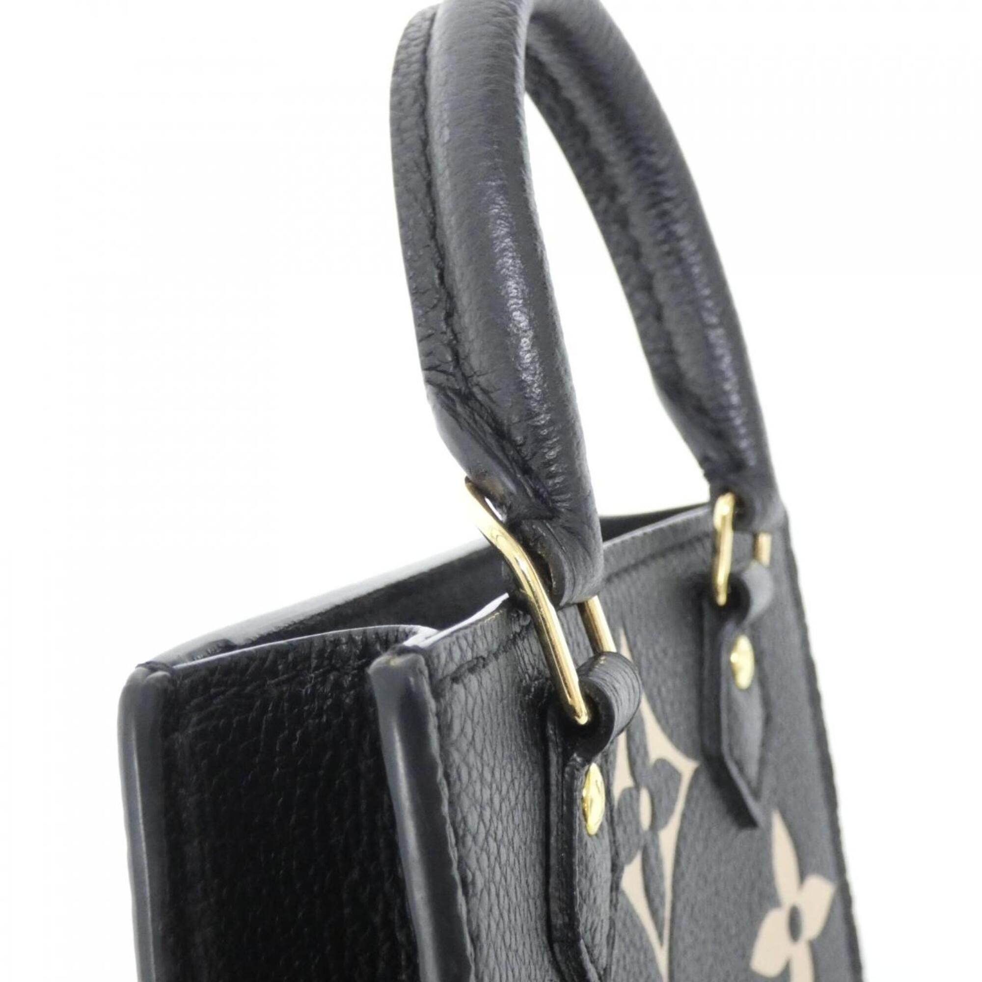 Louis Vuitton Beige Black Leather Shoulder Bag (Pre-Owned)