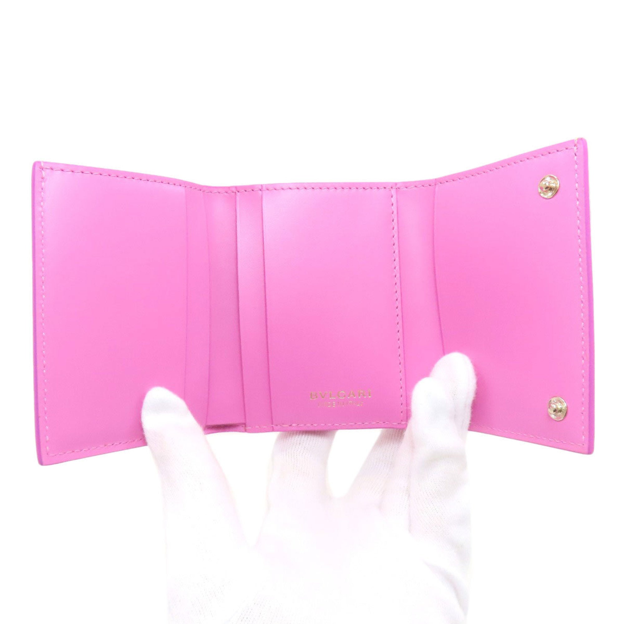 Bvlgari Pink Yellow Leather Wallet (Bi-Fold) (Pre-Owned)