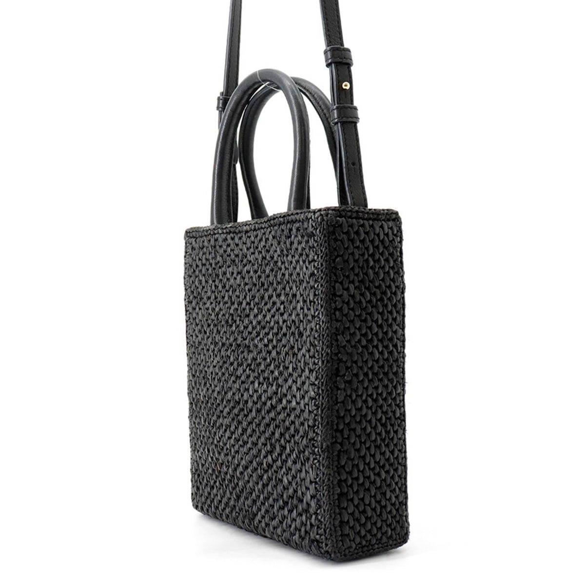 Loewe Black White Raffia Leather Handbag Shoulder Bag (Pre-Owned)