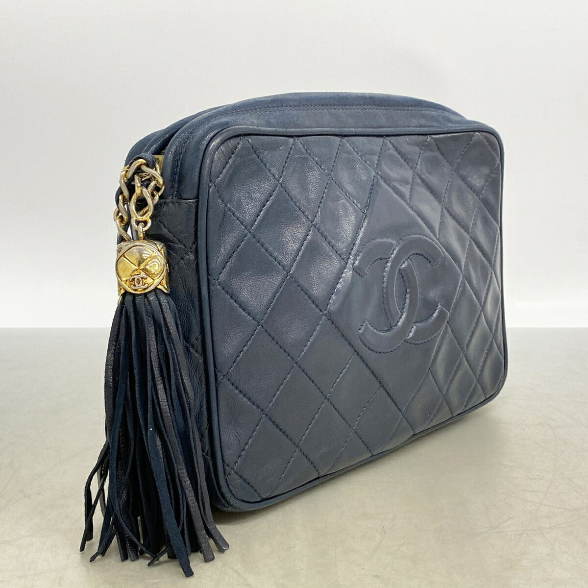 Chanel Navy Leather Shoulder Bag (Pre-Owned)