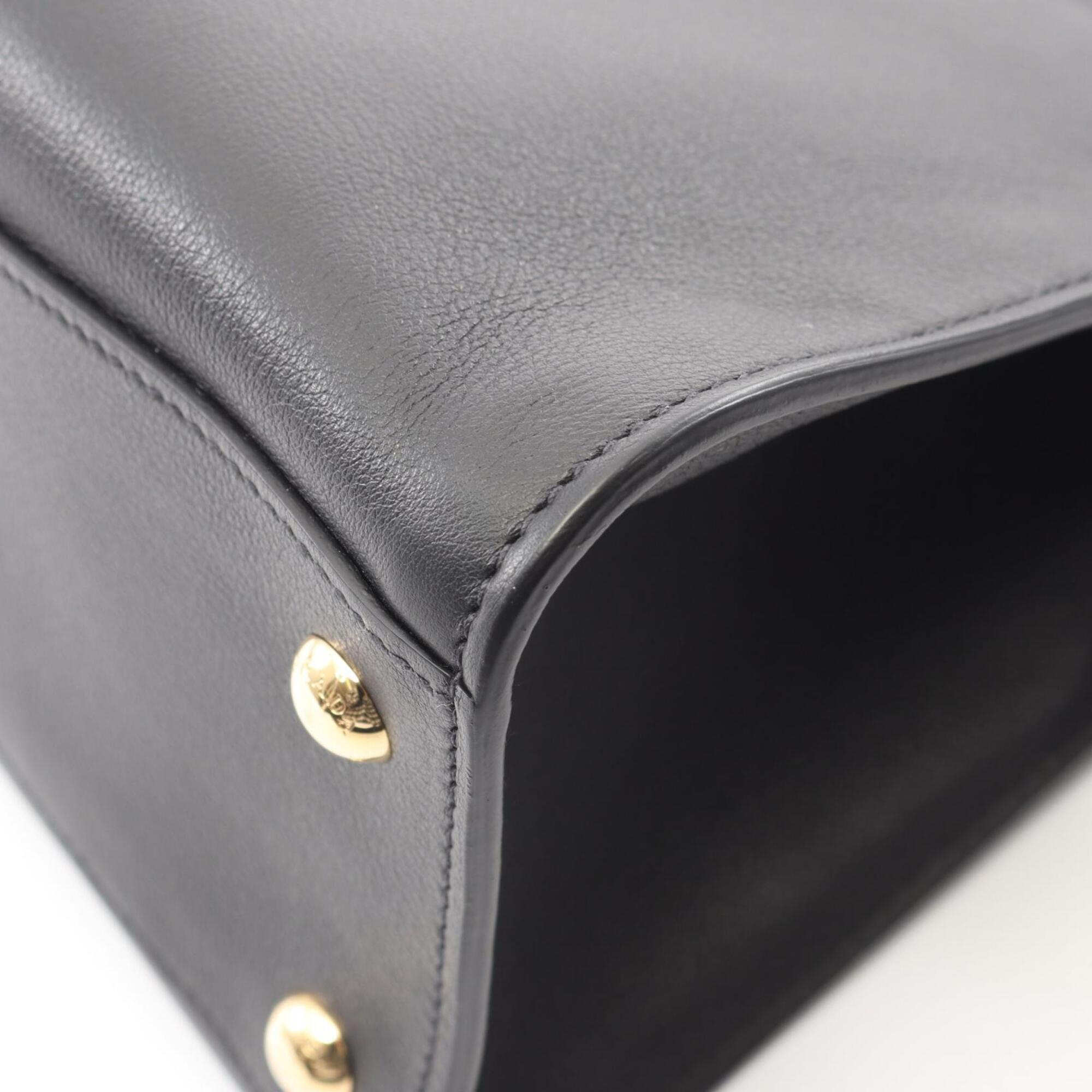 Prada Black Leather Handbag Tote Bag (Pre-Owned)
