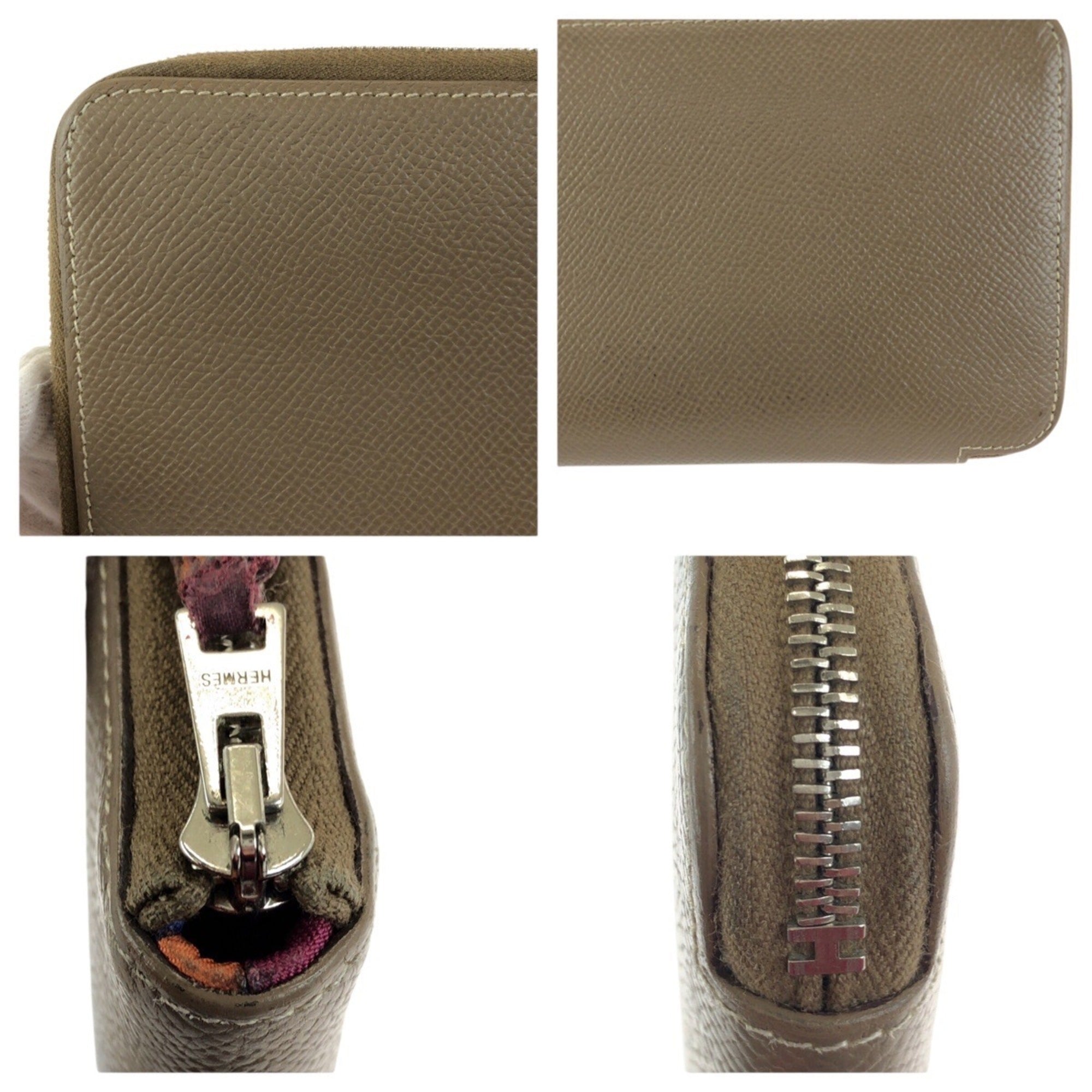 Hermes Beige Etoupe Gray Epsom Leather Long Wallet (Bi-Fold) (Pre-Owned)