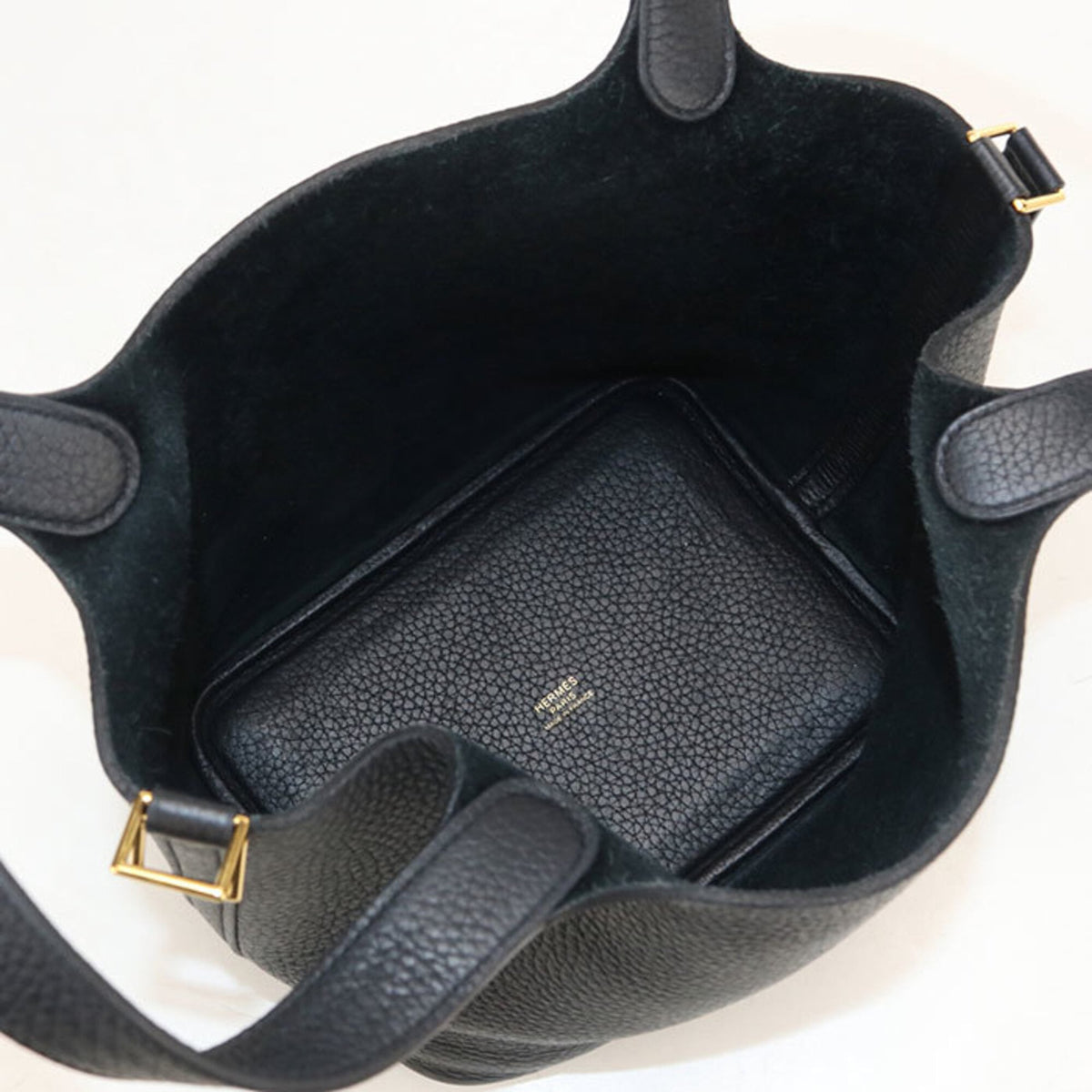 Hermes Black Taurillon Clemence Leather Handbag (Pre-Owned)