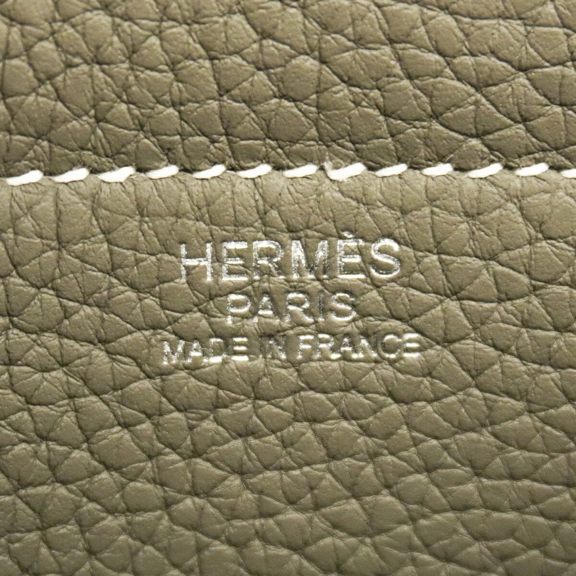 Hermes Gray Taurillon Clemence Leather Tote Bag (Pre-Owned)