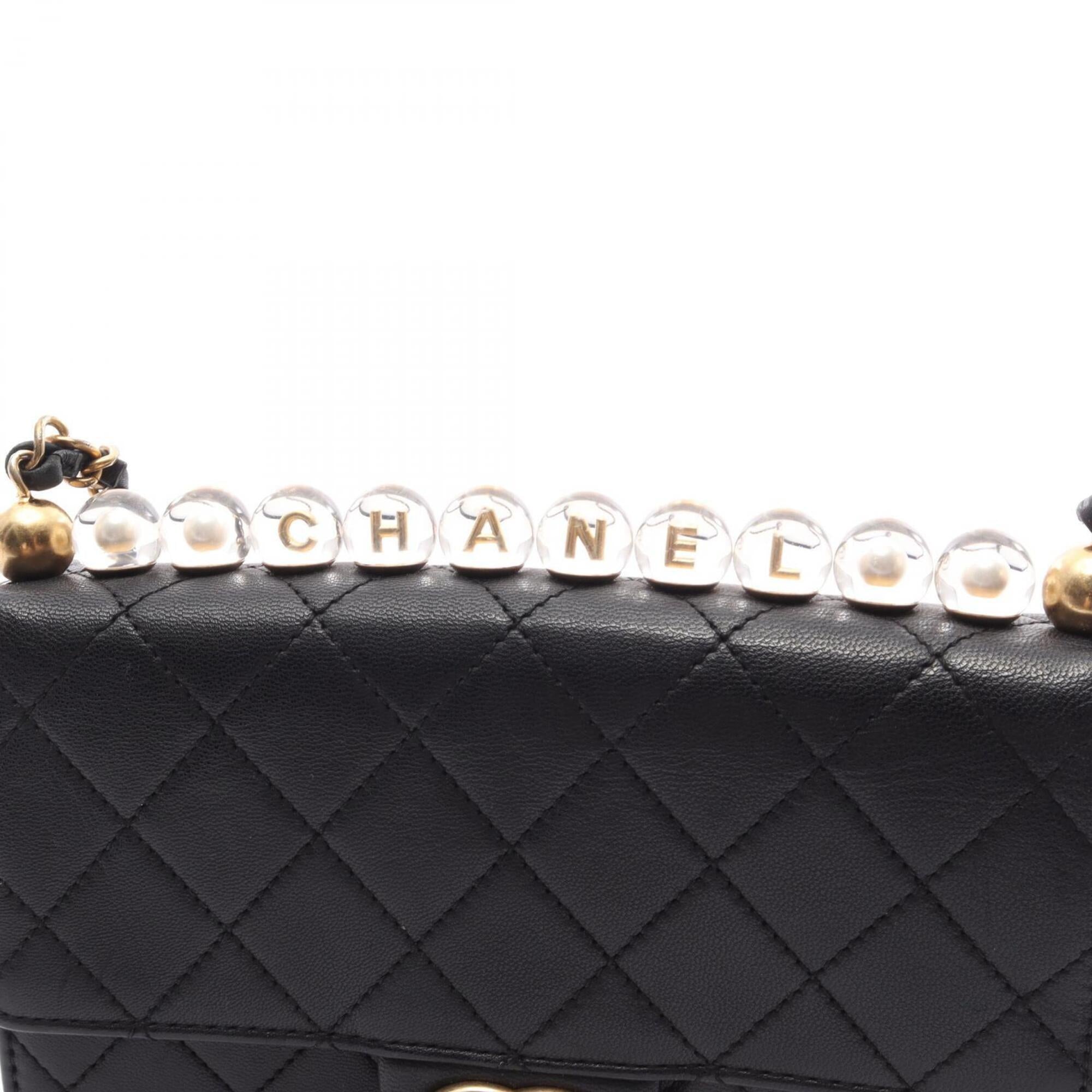 Chanel Black Leather Handbag Shoulder Bag (Pre-Owned)