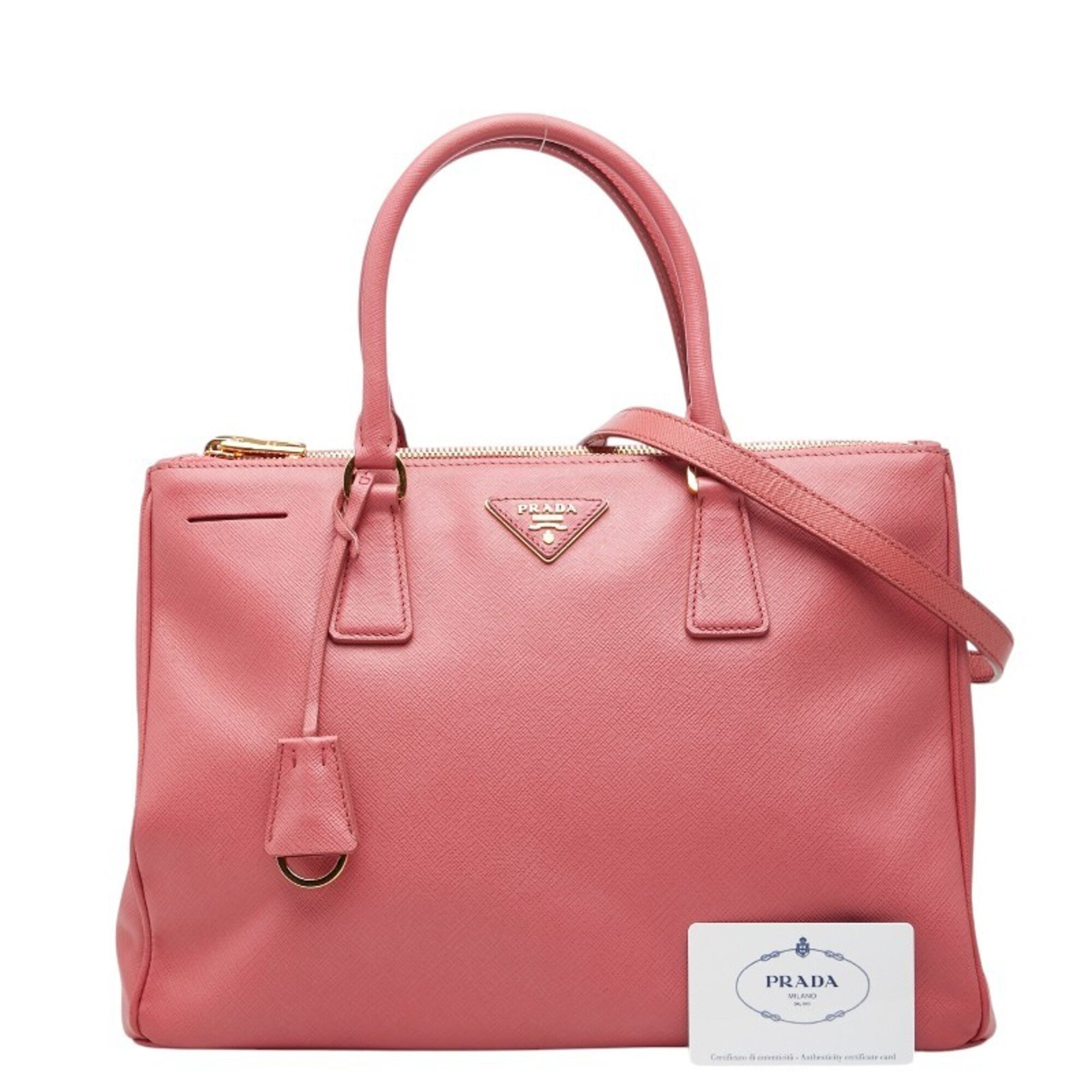 Prada Pink Leather Handbag Shoulder Bag (Pre-Owned)