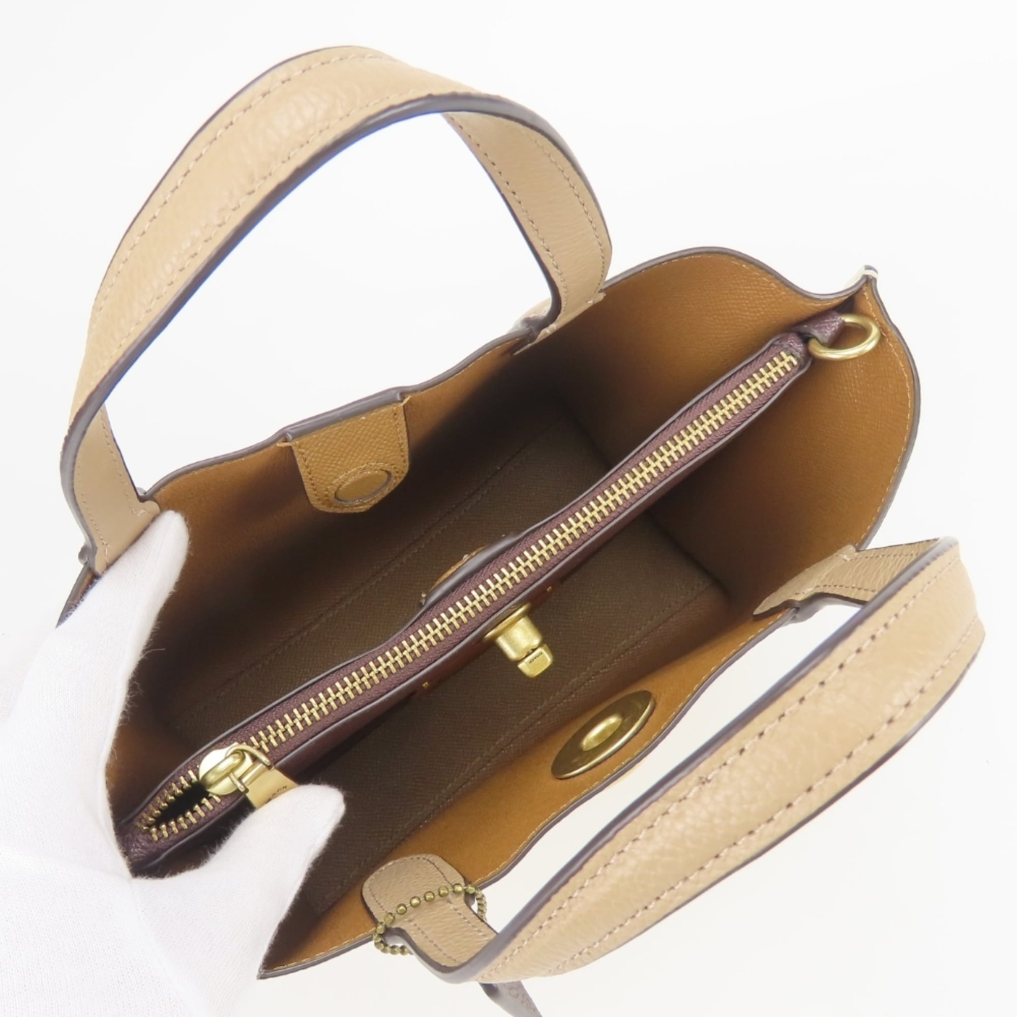 Coach Beige Brown Ivory Handbag (Pre-Owned)