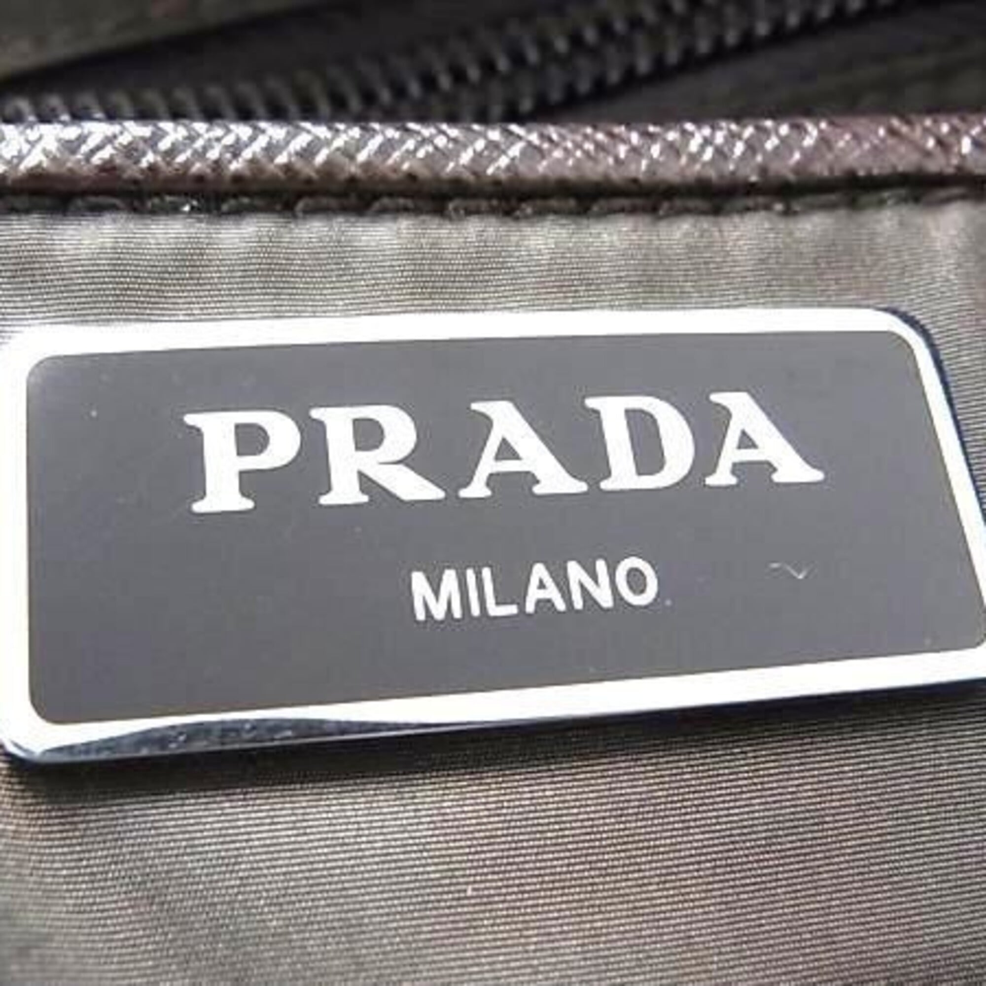 Prada Brown Green Nylon Shoulder Bag (Pre-Owned)