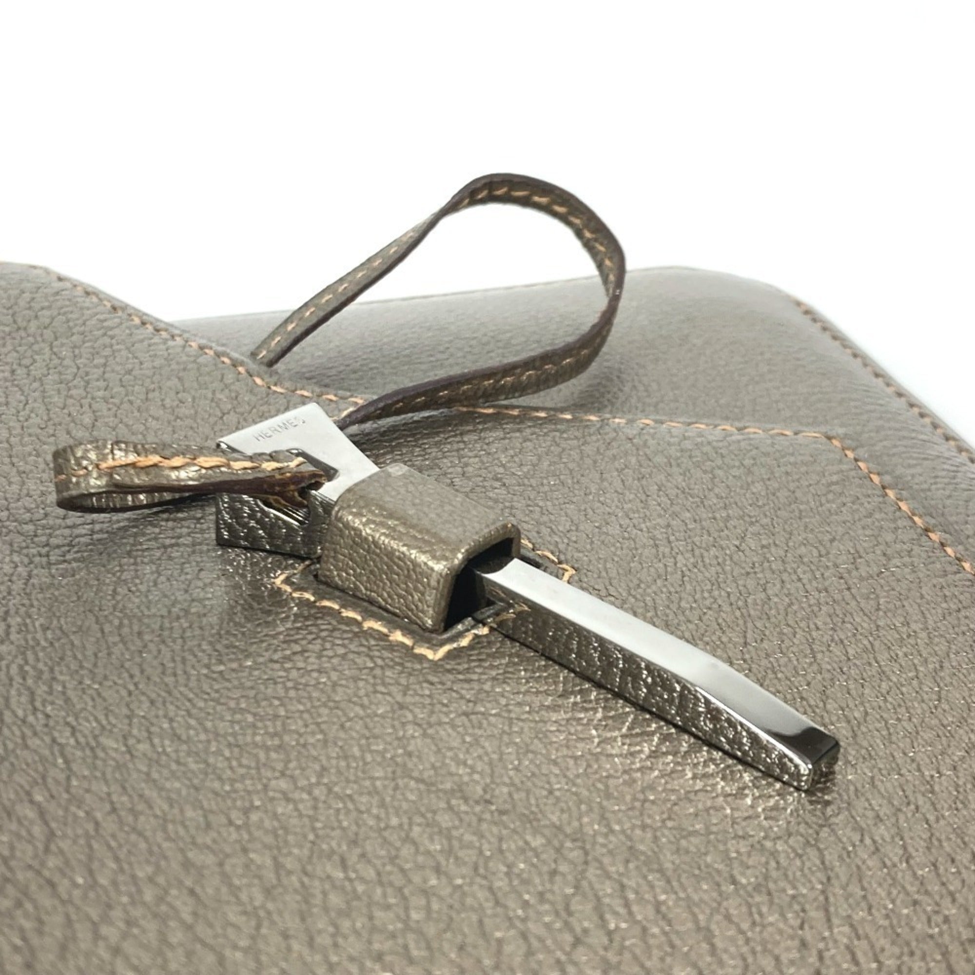 Hermes Gold Chevre Leather Handbag Pouch Shoulder Bag (Pre-Owned)