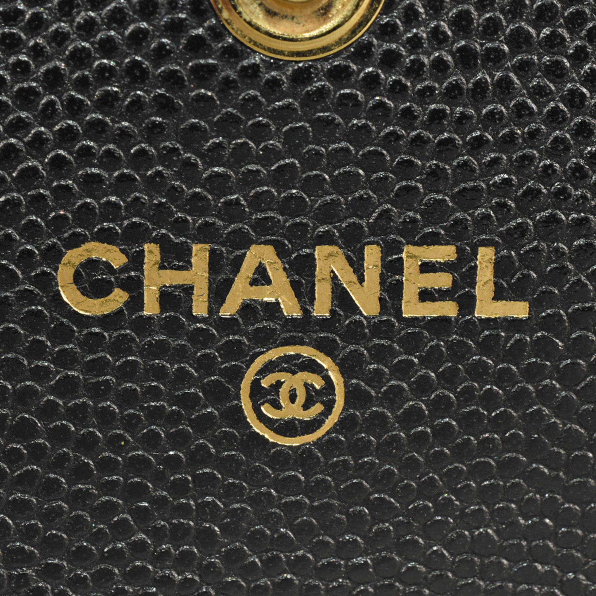 Chanel Boy Chanel Black Grained Calfskin Chain/Shoulder Wallet (Pre-Owned)