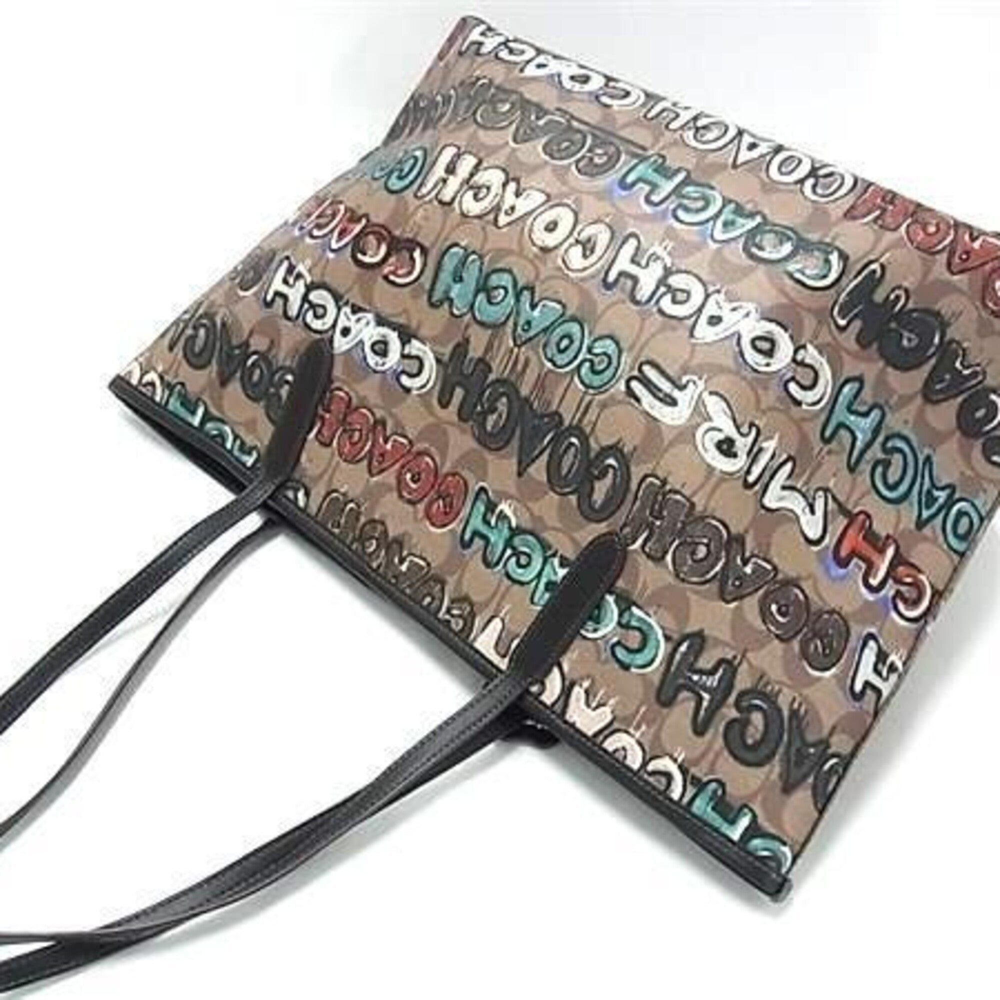 Coach Brown Multi-Color Pvc Leather Tote Bag (Pre-Owned)