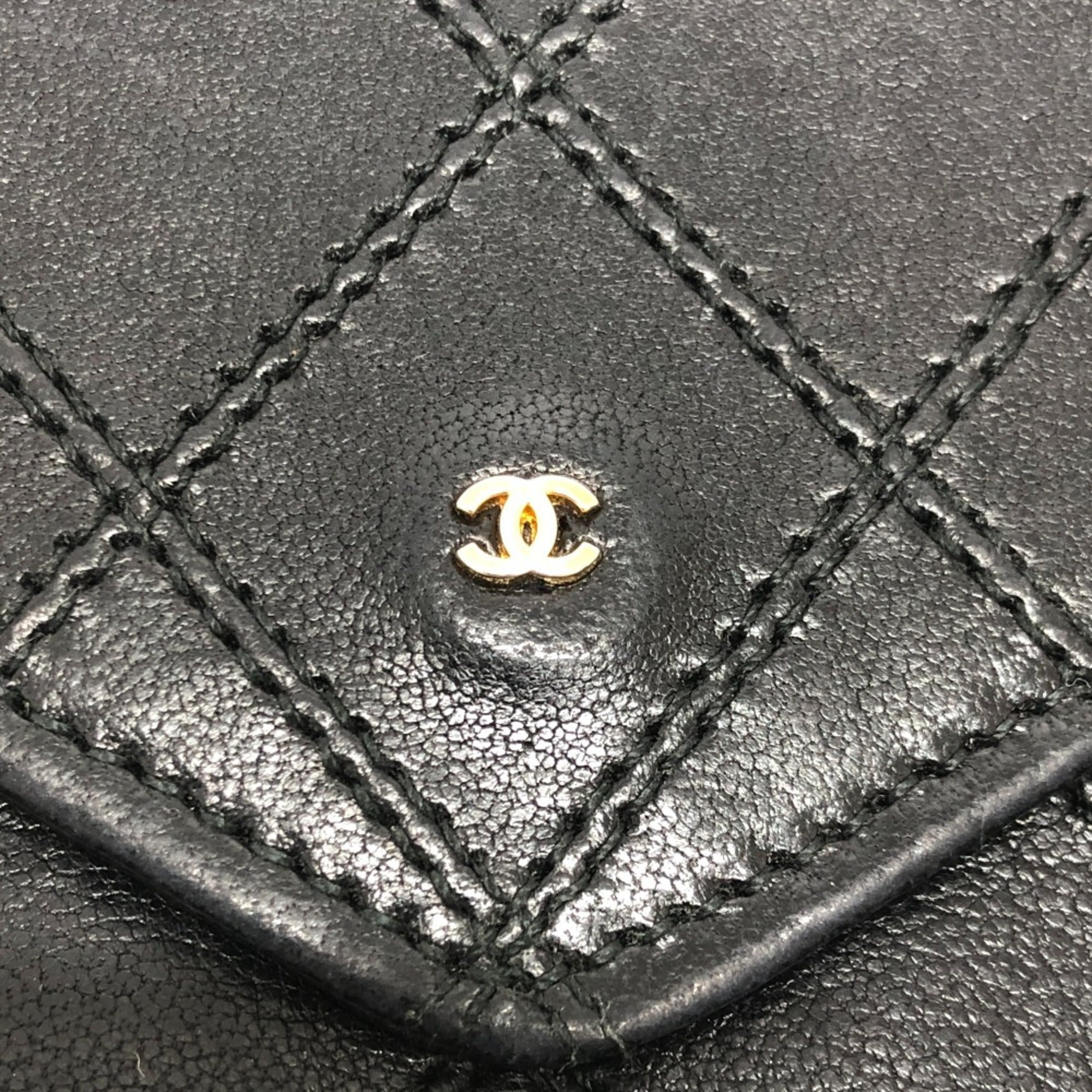 Chanel Black Leather Long Wallet (Bi-Fold) (Pre-Owned)