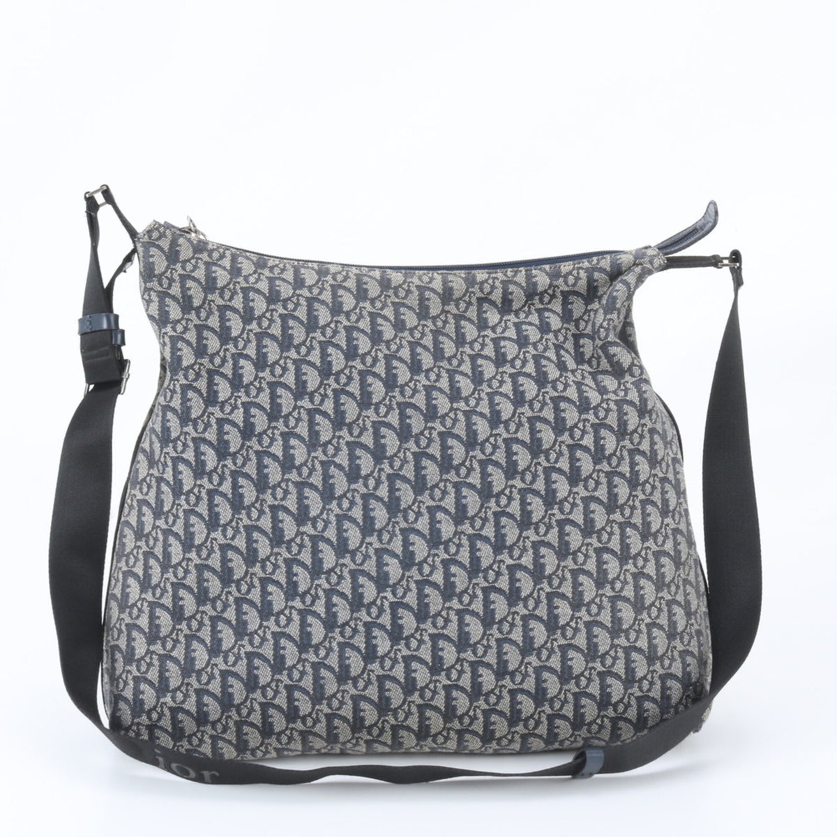 Christian Dior Navy Leather Canvas Messenger Bag Shoulder Bag (Pre-Owned)