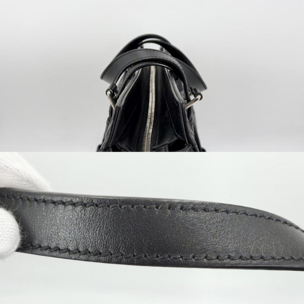 Gucci Black Leather Handbag Tote Bag (Pre-Owned)
