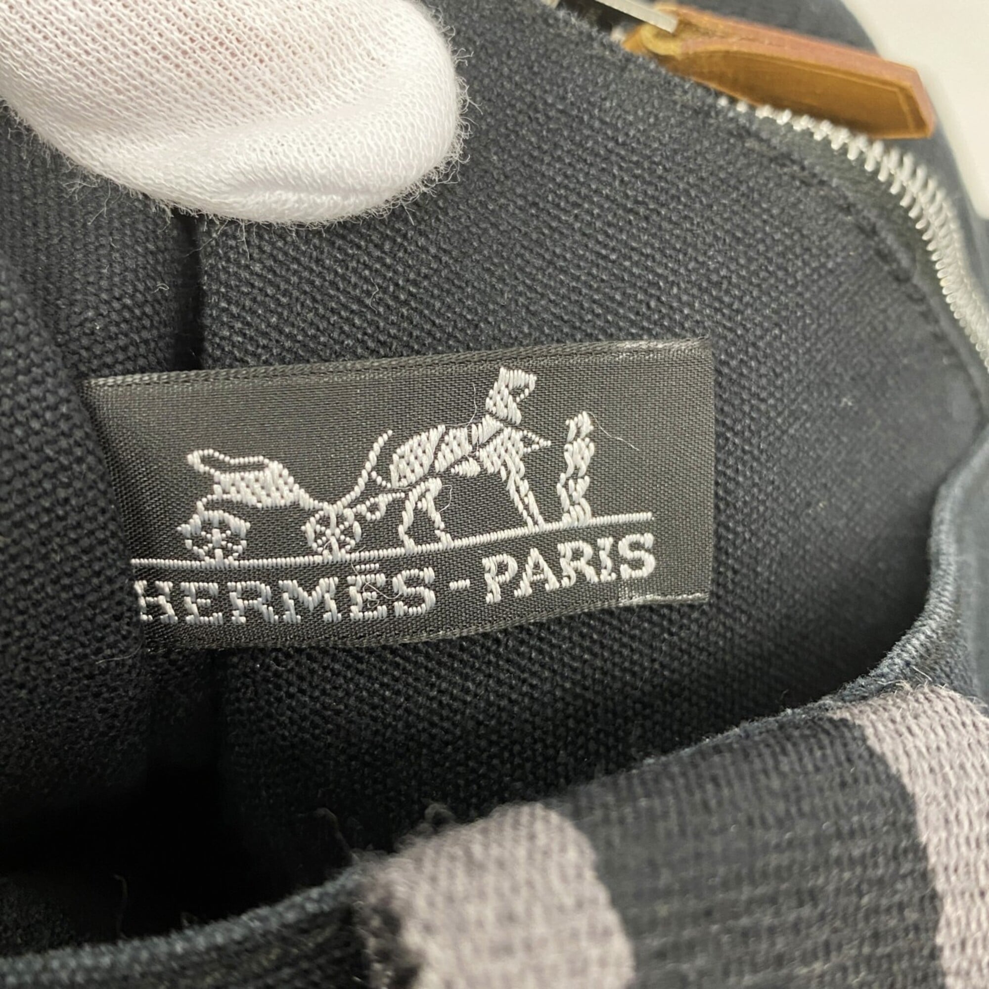 Hermes Black Gray Canvas Tote Bag (Pre-Owned)