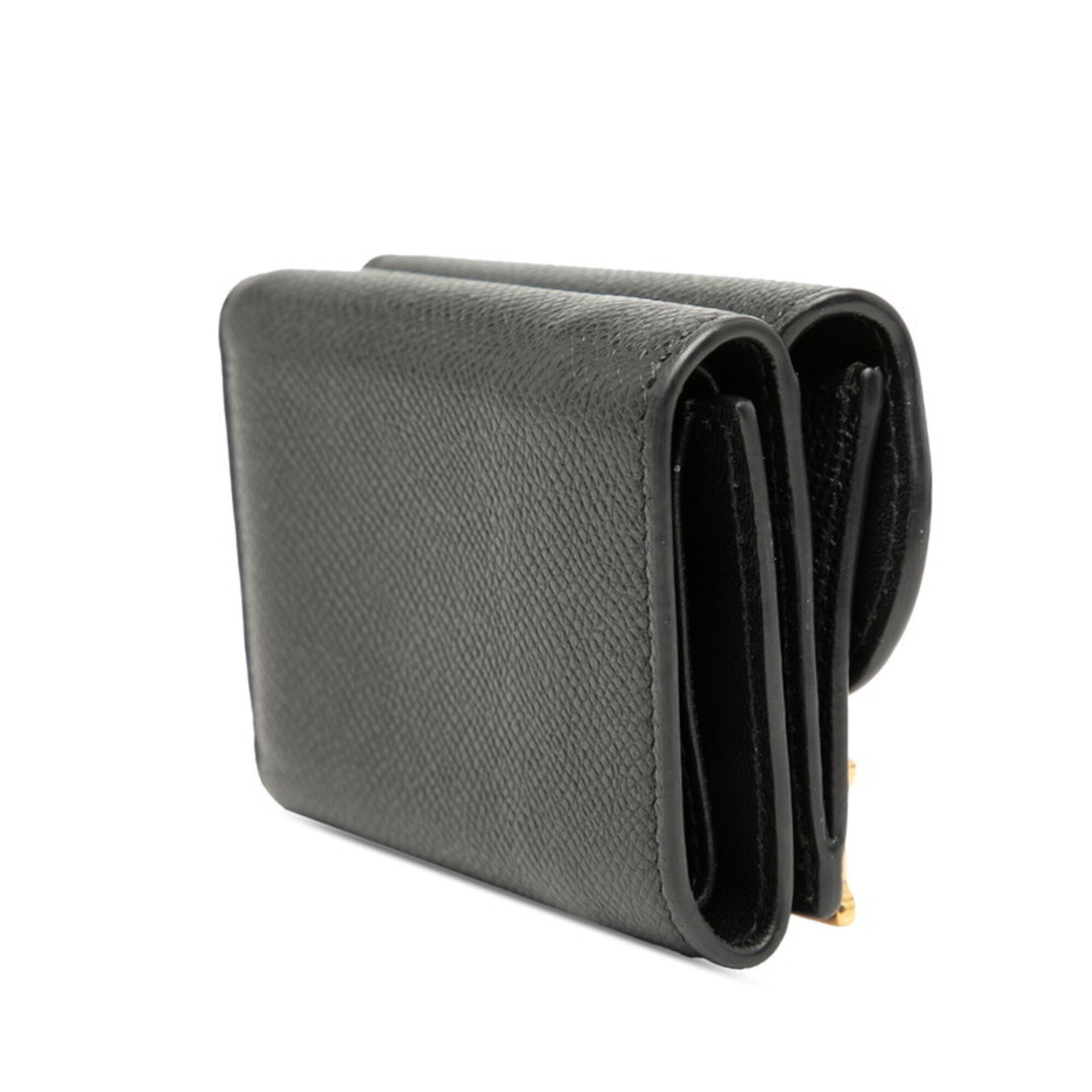 Christian Dior Black Leather Wallet (Tri-Fold) (Pre-Owned)