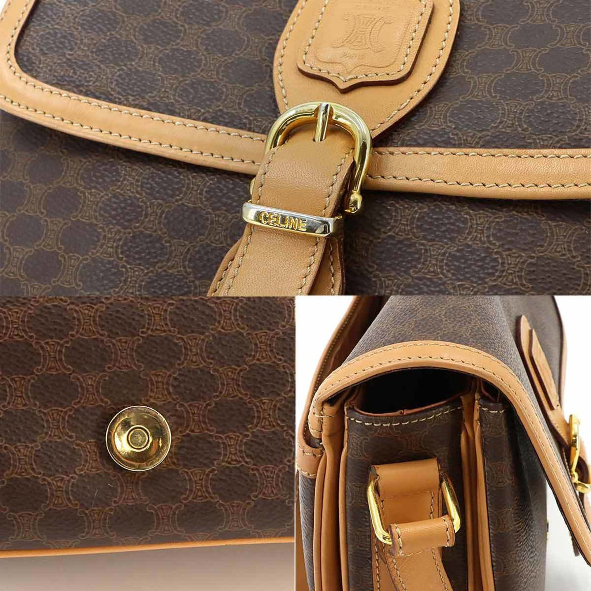 Celine Macadam Brown Pvc Leather Handbag Shoulder Bag (Pre-Owned)
