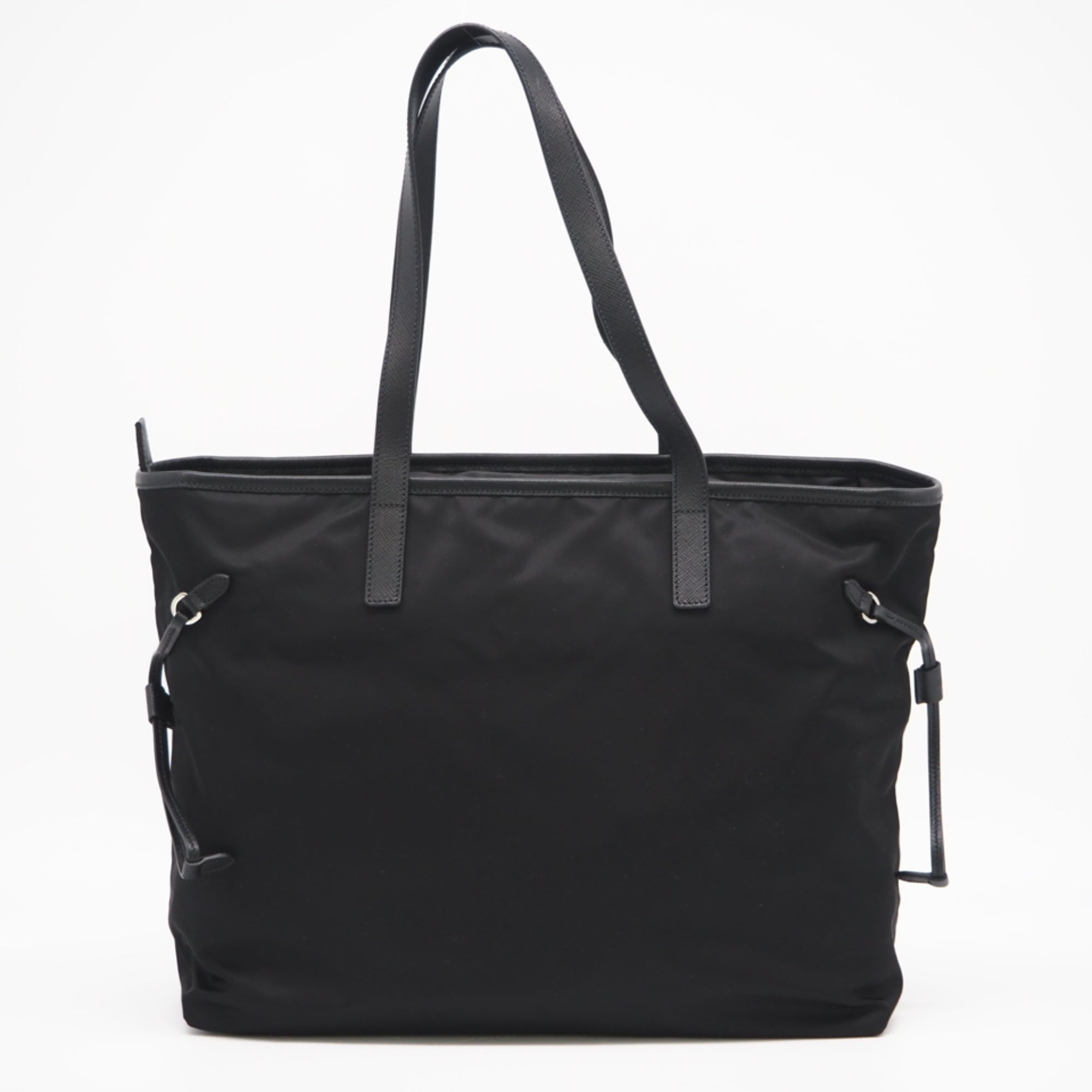 Prada Black Nylon Leather Tote Bag (Pre-Owned)