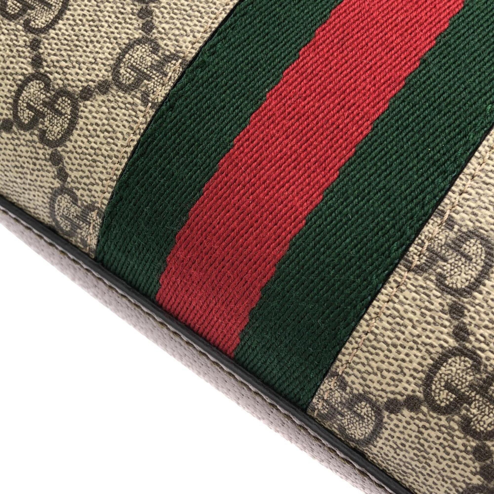 Gucci Ophidia Beige Brown Gg Supreme Leather Shoulder Bag (Pre-Owned)