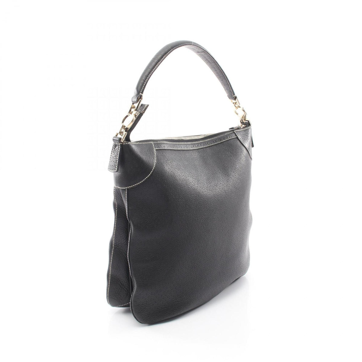 Salvatore Ferragamo Black Leather Handbag Shoulder Bag (Pre-Owned)
