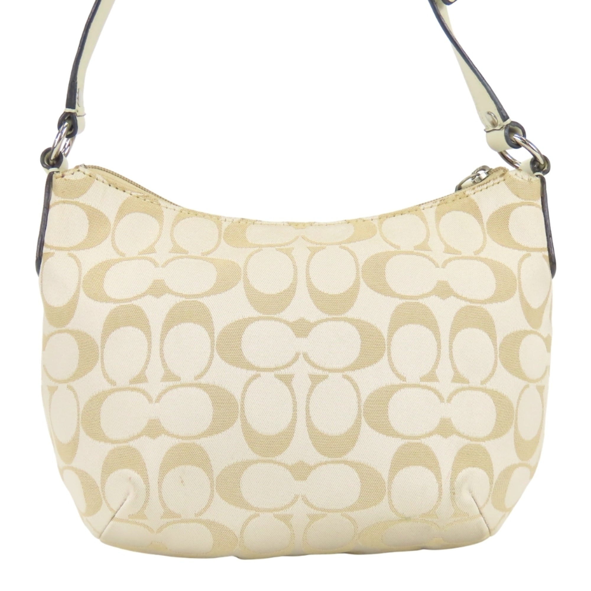 Coach Signature Gold Grayish Canvas Leather Shoulder Bag (Pre-Owned)