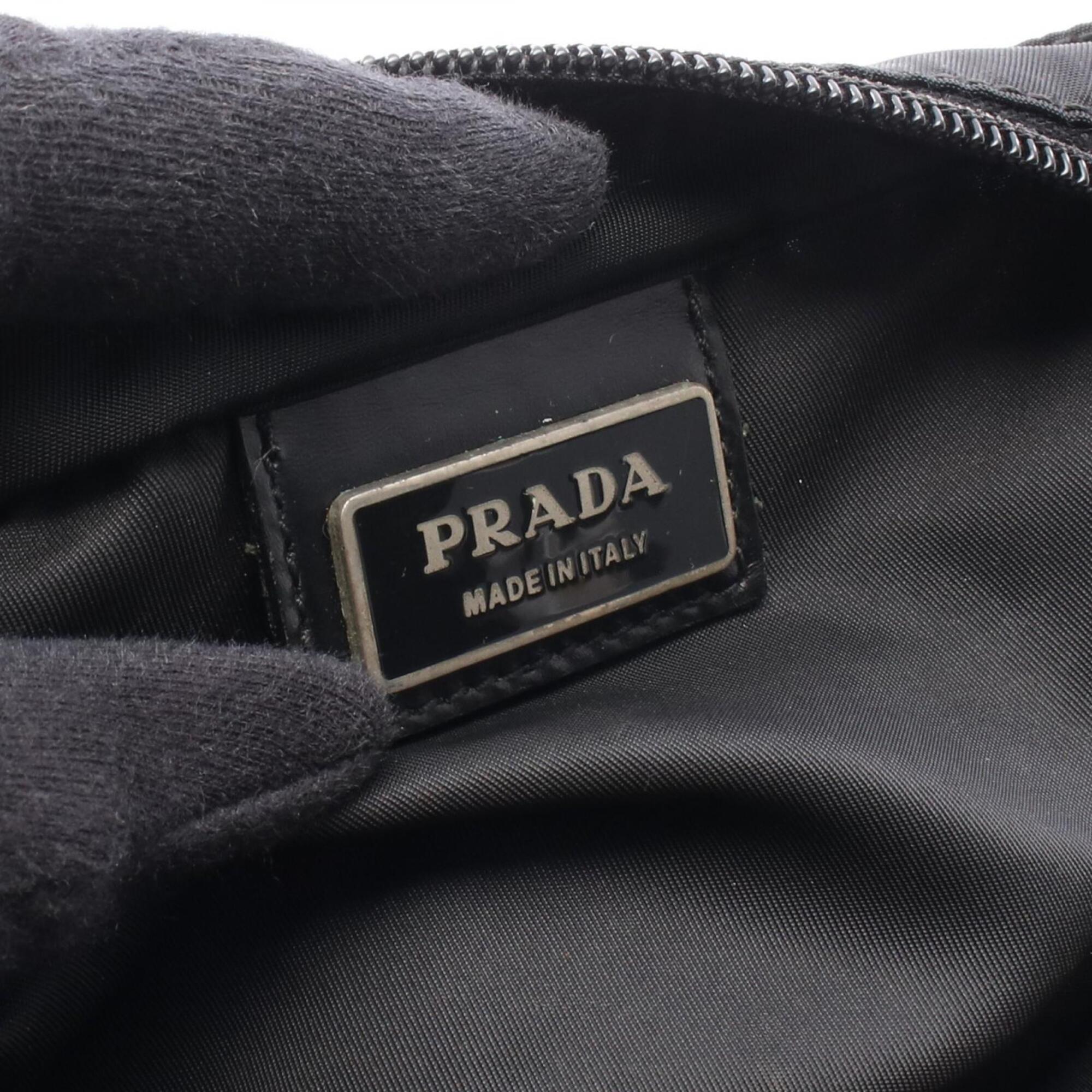 Prada Black Nylon Leather Handbag Shoulder Bag (Pre-Owned)