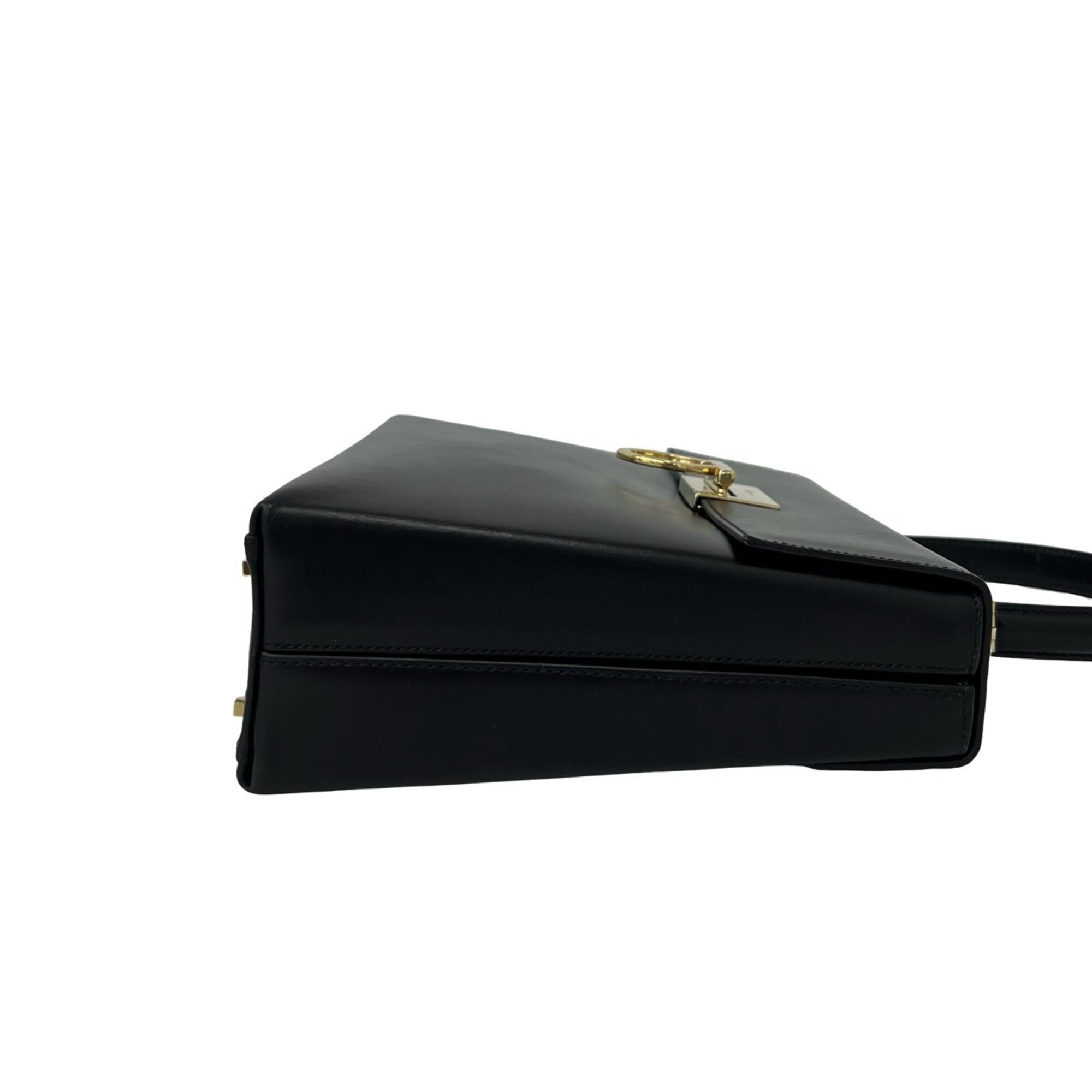 Salvatore Ferragamo Black Leather Handbag Shoulder Bag (Pre-Owned)