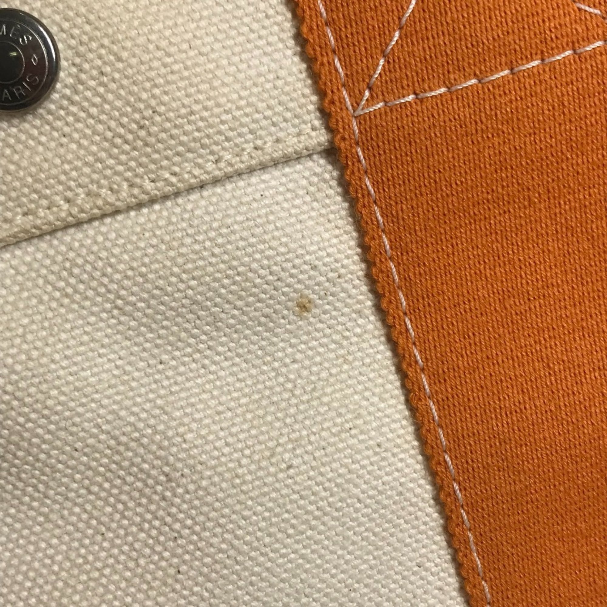 Hermes Ivory Orange Cotton Handbag Tote Bag (Pre-Owned)