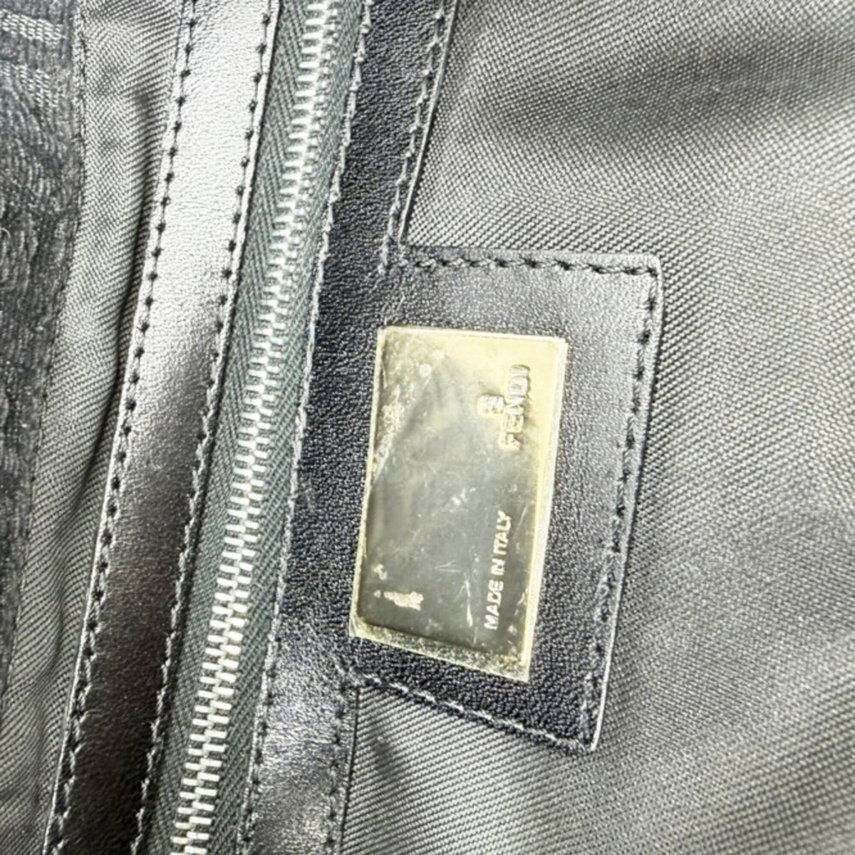 Fendi Black Canvas Suede Leather Handbag (Pre-Owned)