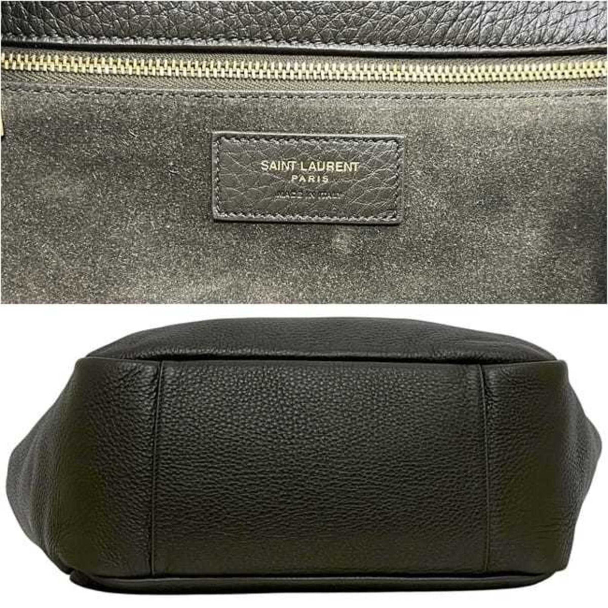 Saint Laurent Green Khaki Leather Tote Bag (Pre-Owned)