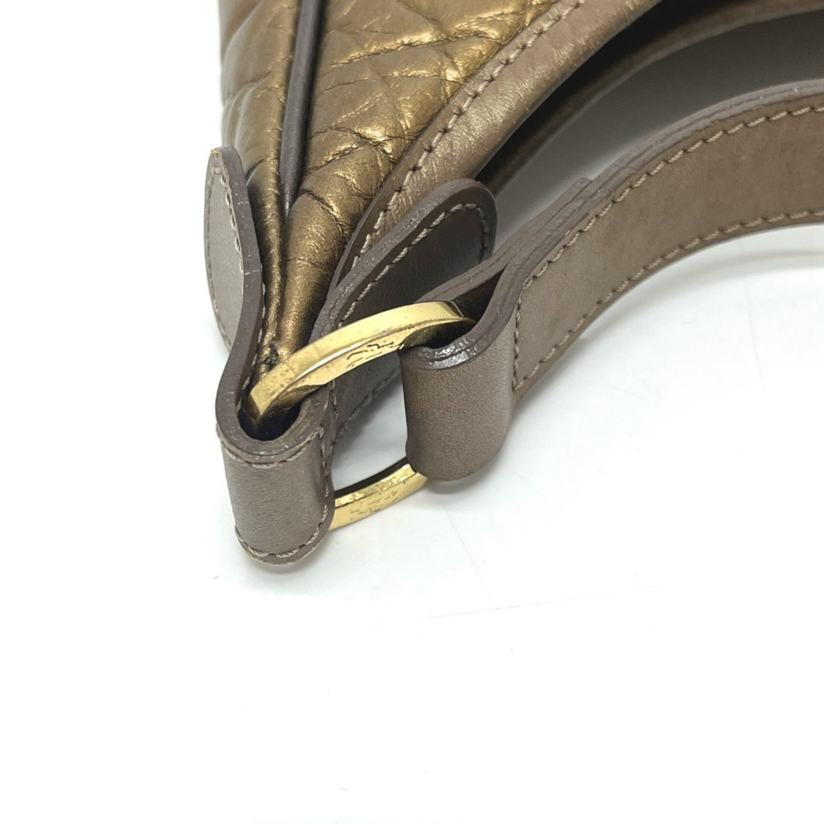 Longchamp Bronze Leather Nylon Handbag Shoulder Bag Tote Bag (Pre-Owned)