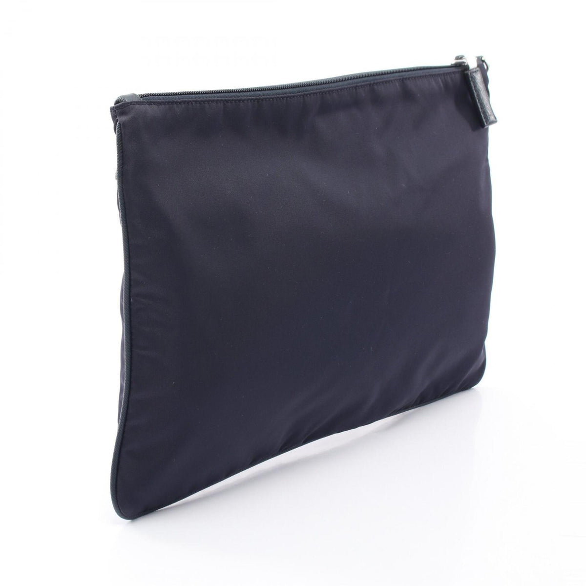 Prada Navy Nylon Leather Clutch Bag Handbag (Pre-Owned)