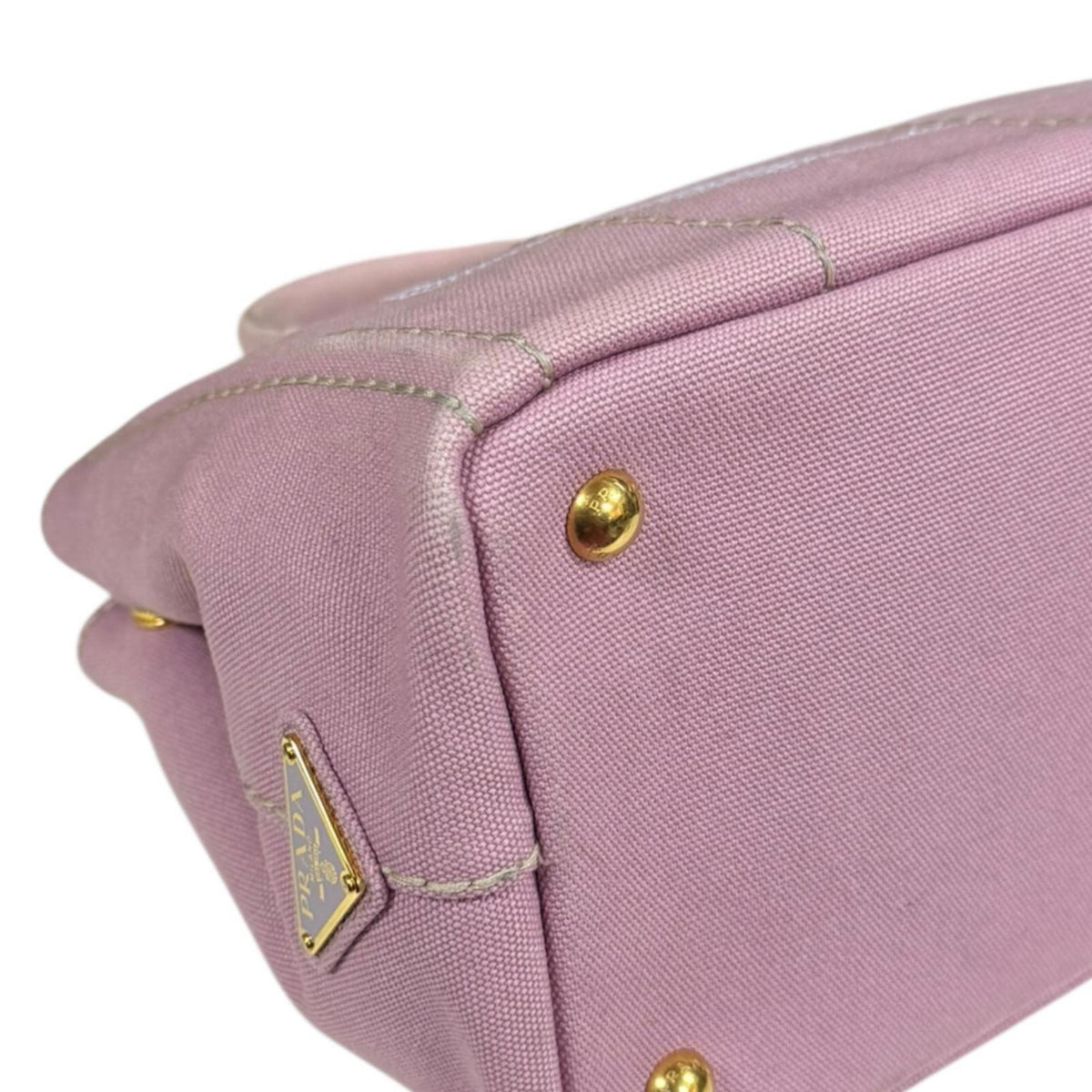 Prada Bianco Pink Canvas Shoulder Bag (Pre-Owned)